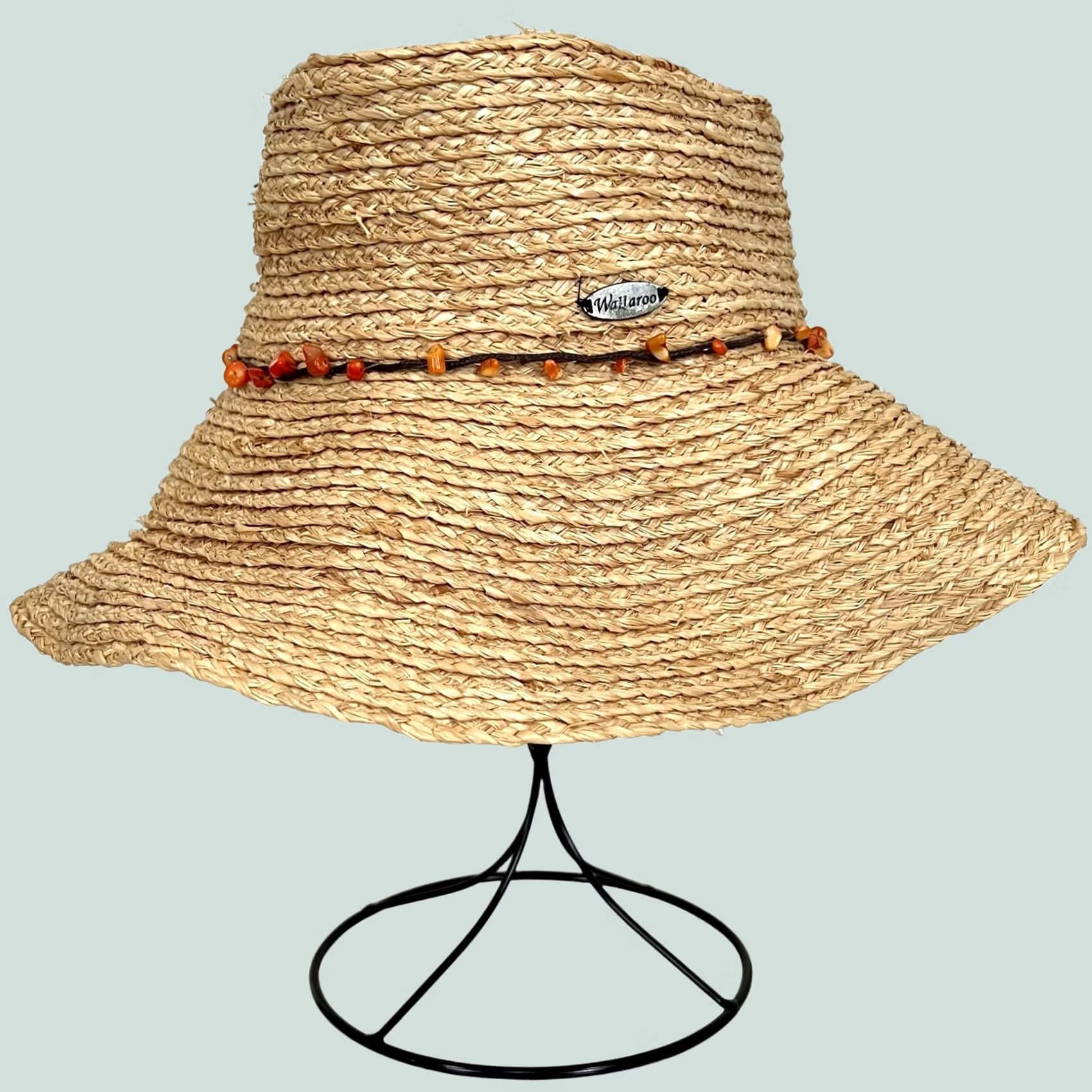 Blair Kooringal Women’s Straw Hat Beige Beaded Band Adjustable Blair Sun Hat Bucket Beaded Adjustable One Size Womens Size ONE SIZE - 1 Thumbnail
