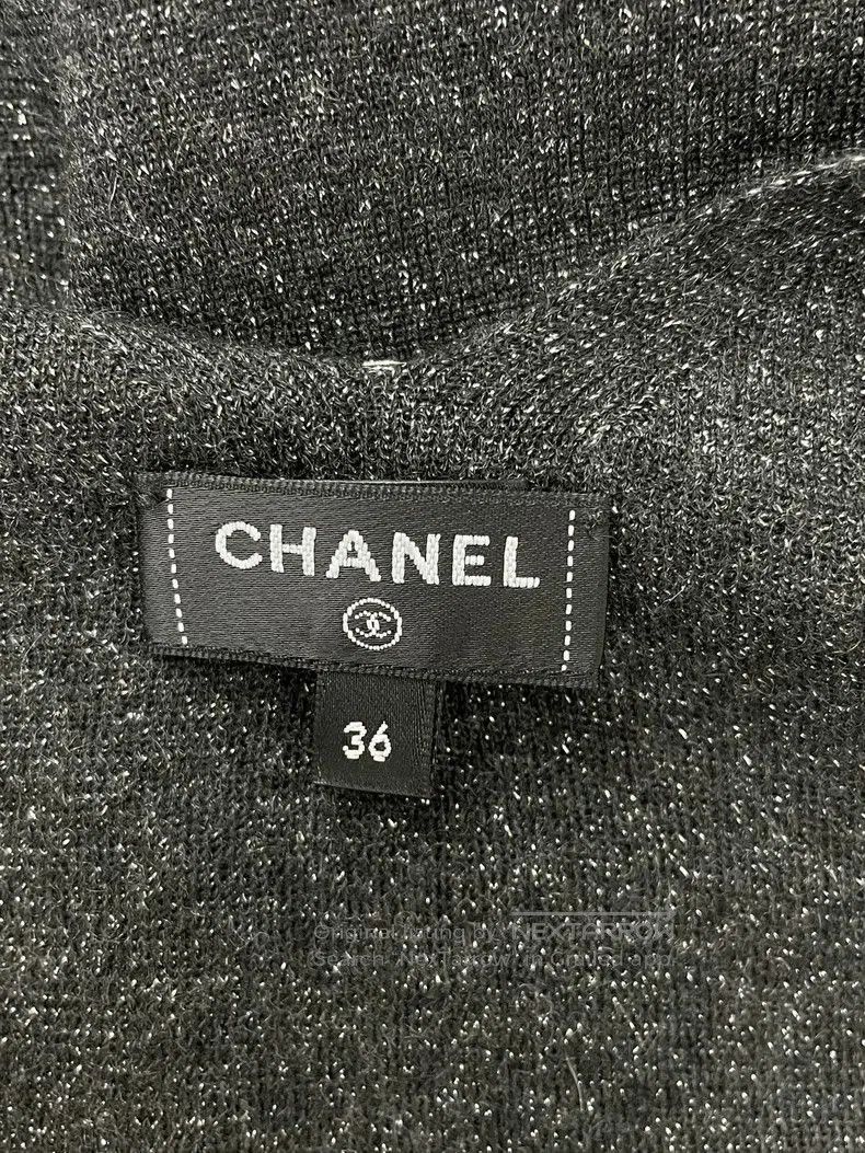 Chanel Chanel Black Gray V-Neck Knit Dress. Size US M / EU 48-50 / 2 - 4 Thumbnail