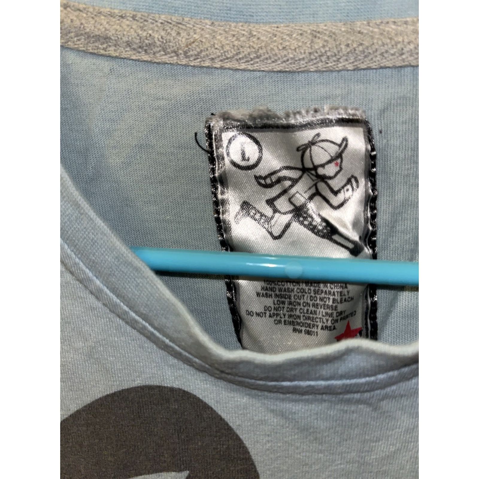 Vintage Play Cloths Men Large Light Blue T-Shirt Jack Logo Cartoon Face Short Sleeve Crew Neck Jersey Graphic Print Size US L / EU 52-54 / 3 - 3 Thumbnail