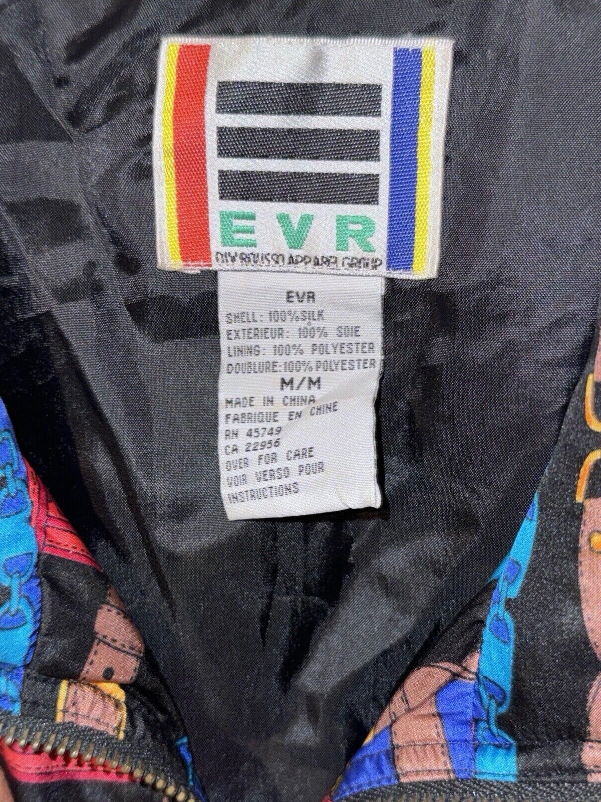Designer Vintage EVR 90s Silk Bomber Jacket Medallion Chain Print M Size M / US 6-8 / IT 42-44 - 4 Thumbnail