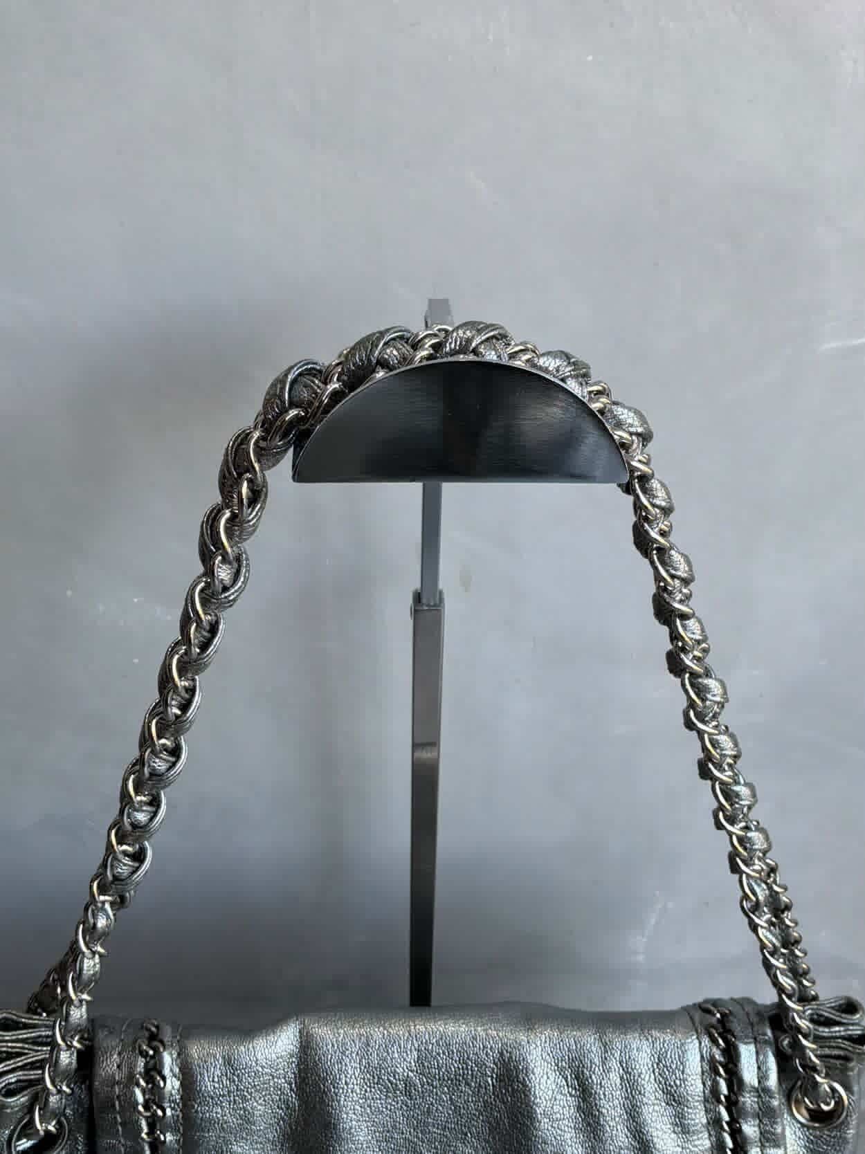 Chanel 2006 Chanel - Metallic Silver - Accordion Flap Chain Bag Size ONE SIZE - 17 Thumbnail