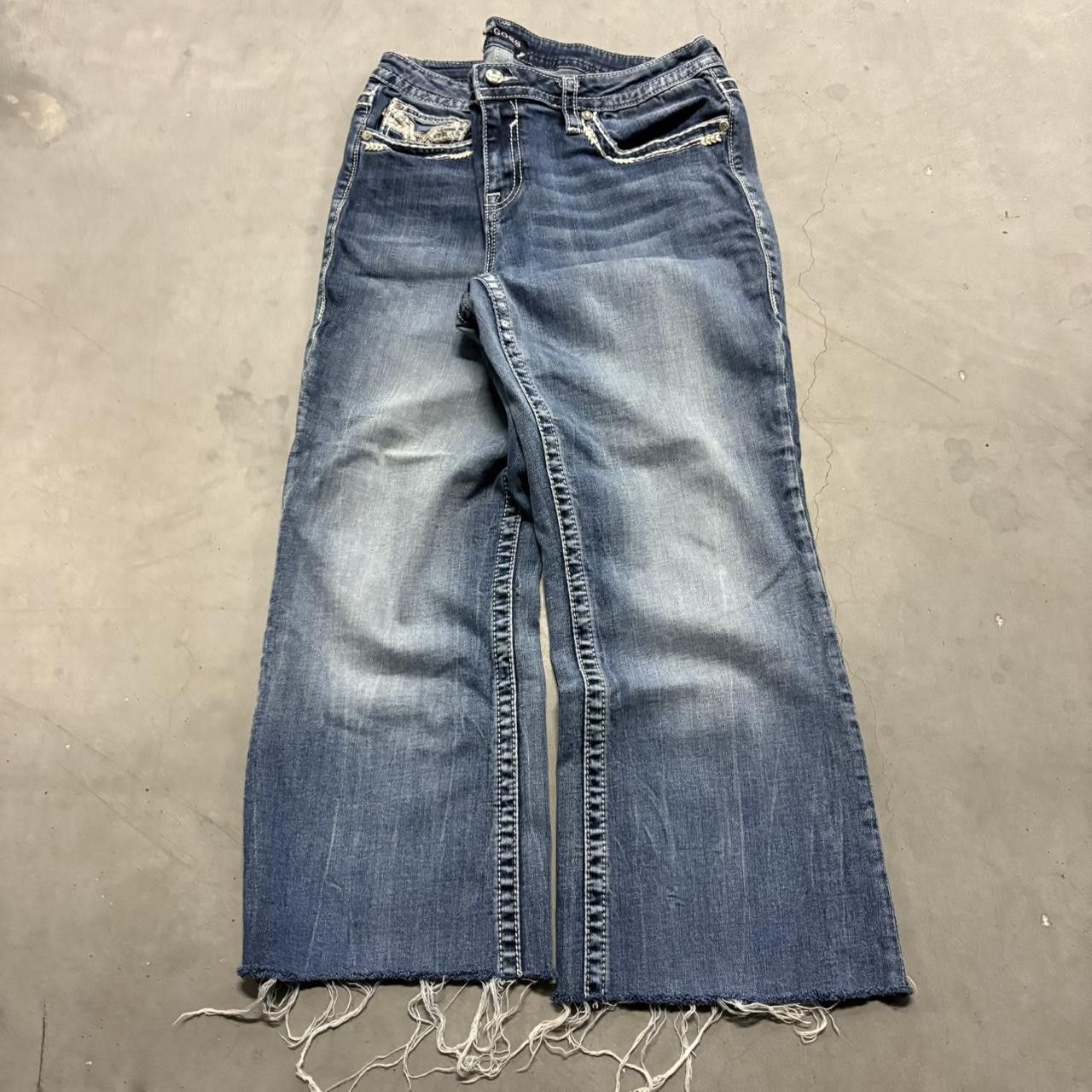 Japanese Brand × Vintage Crazy Vintage Y2K/2000s Baggy Short Medium Wash Denim Jeans! Size US 36 / EU 52 - 1 Thumbnail