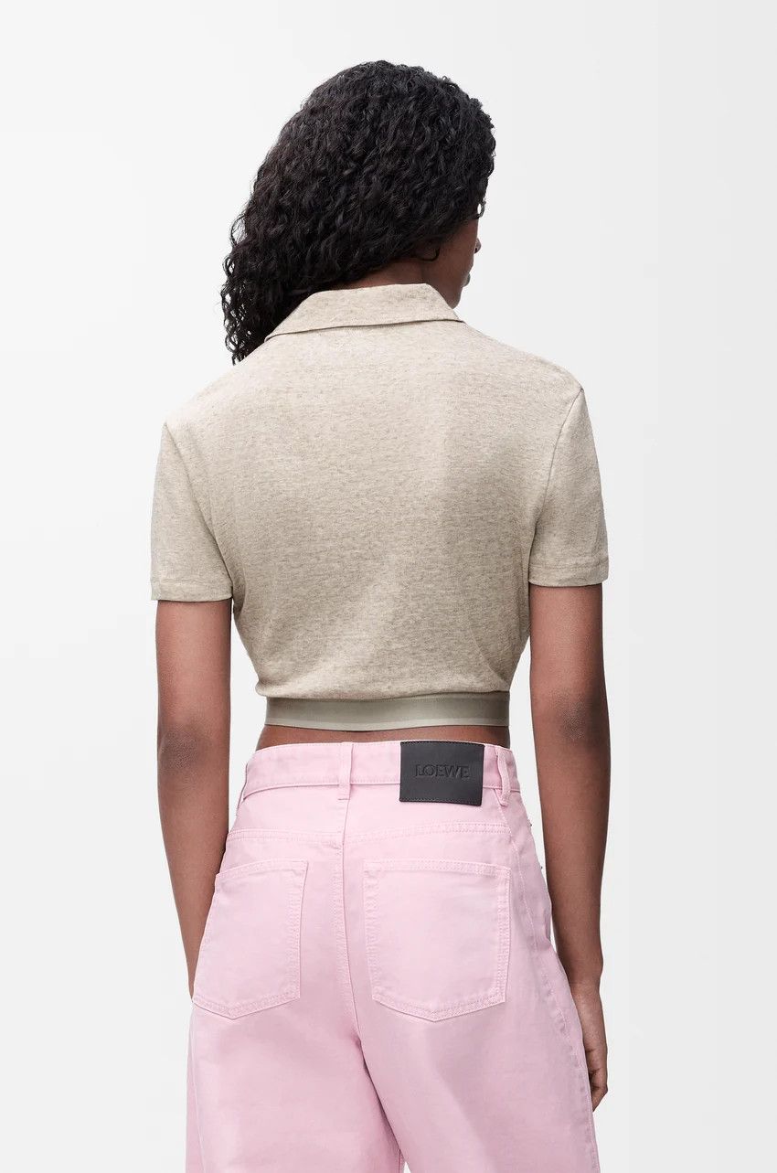 Loewe o1loc1c0525 Cropped Polo In Cotton And Wool in Beige Size M / US 6-8 / IT 42-44 - 4 Thumbnail