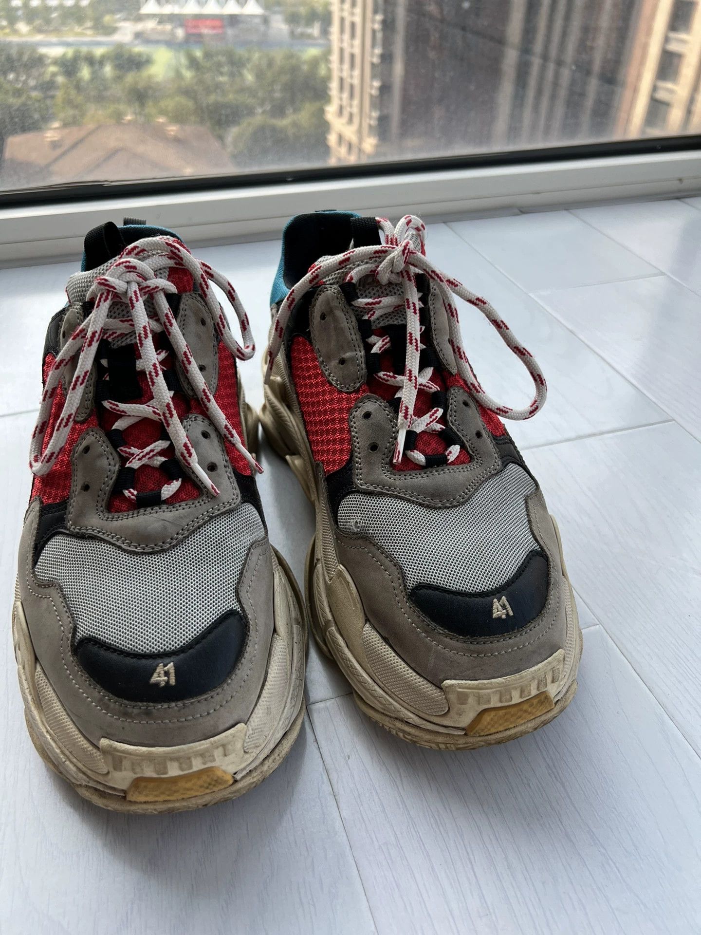 Balenciaga Balenciaga Triple S Blue Red Gray Sneakers Size US 8 / EU 41 - 1 Thumbnail