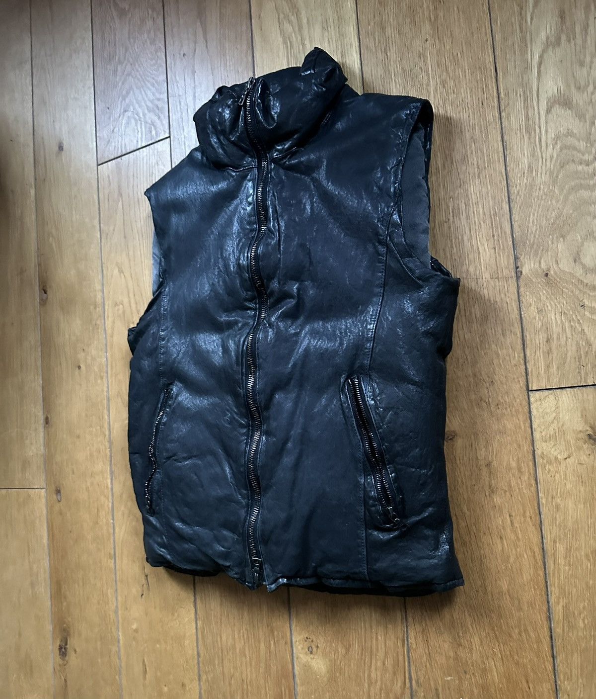 Isamu Katayama Backlash Metallic Navy Leather Down Vest JP 2 Fits US S Size US S / EU 44-46 / 1 - 1 Thumbnail