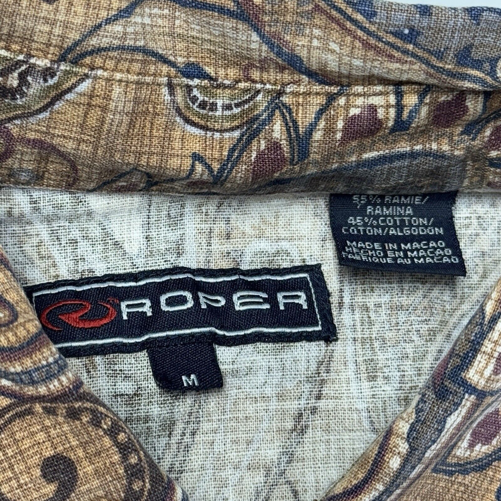 Roper Roper Western Pearl Snap Shirt Mens Medium Brown Paisley Lon Size US M / EU 48-50 / 2 - 8 Thumbnail