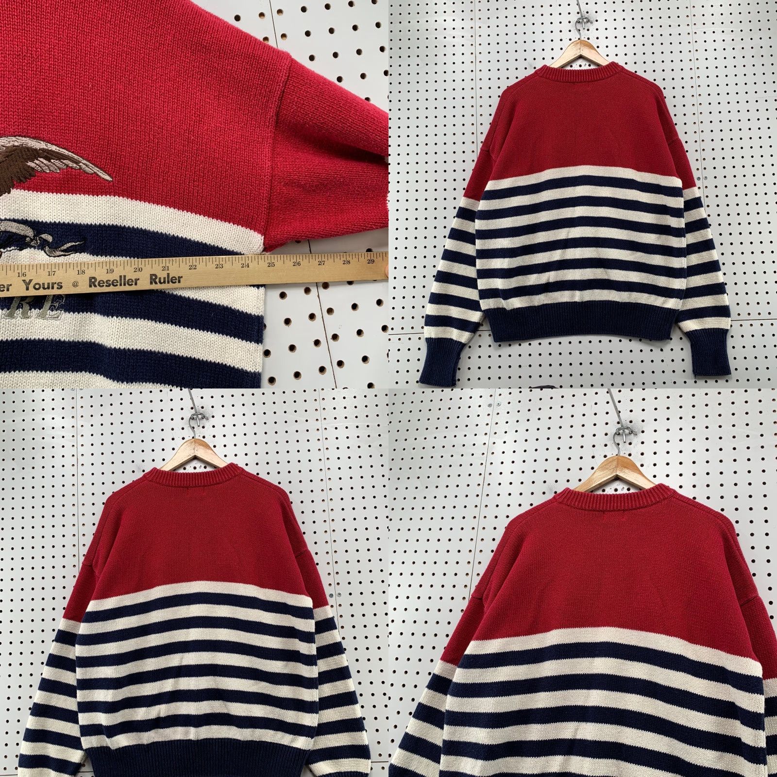 Vintage VINTAGE Structure Sweater Mens XL Eagle USA Flag Red Striped Knit Pullover Shirt Pullover Mens XL Red Eagle USA Flag Striped Knit Pullover Size US XL / EU 56 / 4 - 8 Thumbnail