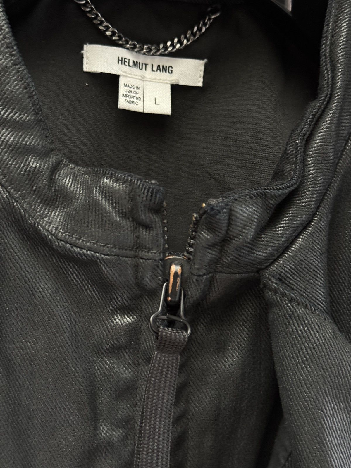 Helmut Lang Helmut Lang Waxed Cotton Black Asymmetrical Jacket Large Size US L / EU 52-54 / 3 - 5 Thumbnail
