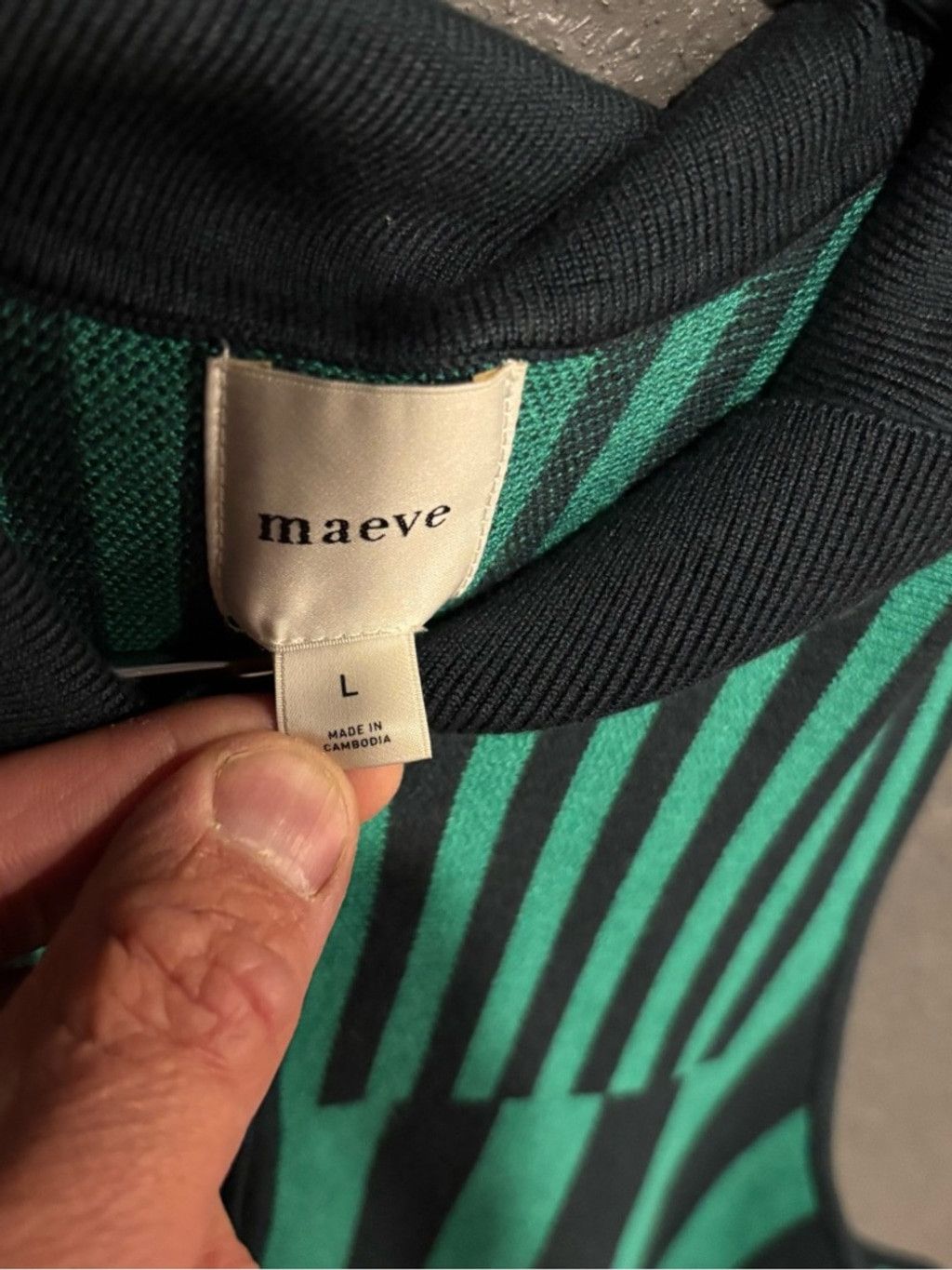 Anthropologie Maeve Black and Green Striped Sleeveless Polo Dress Size L / US 10 / IT 46 - 3 Thumbnail