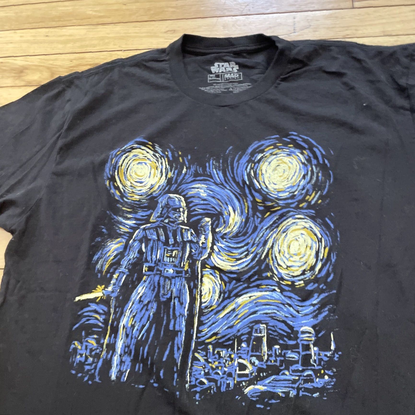 Mad Engine STAR WARS MAD ENGINE Shirt Men XL Black Darth Vader Graphic Starry Night VanGogh Size US XL / EU 56 / 4 - 5 Thumbnail