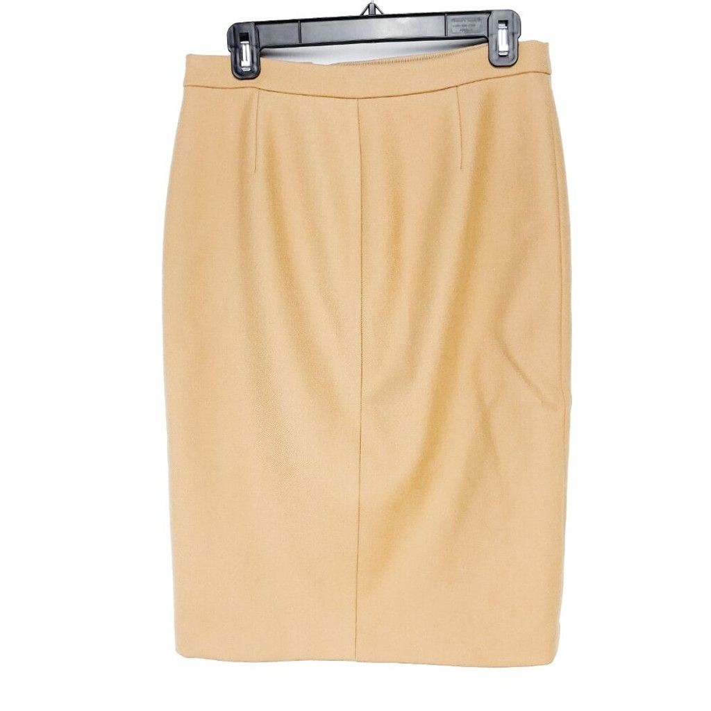 J.Crew J.CREW Office Pencil Skirt Assymetrical Zip Camel Tan sz 6 Size 28" / US 6 / IT 42 - 2 Thumbnail