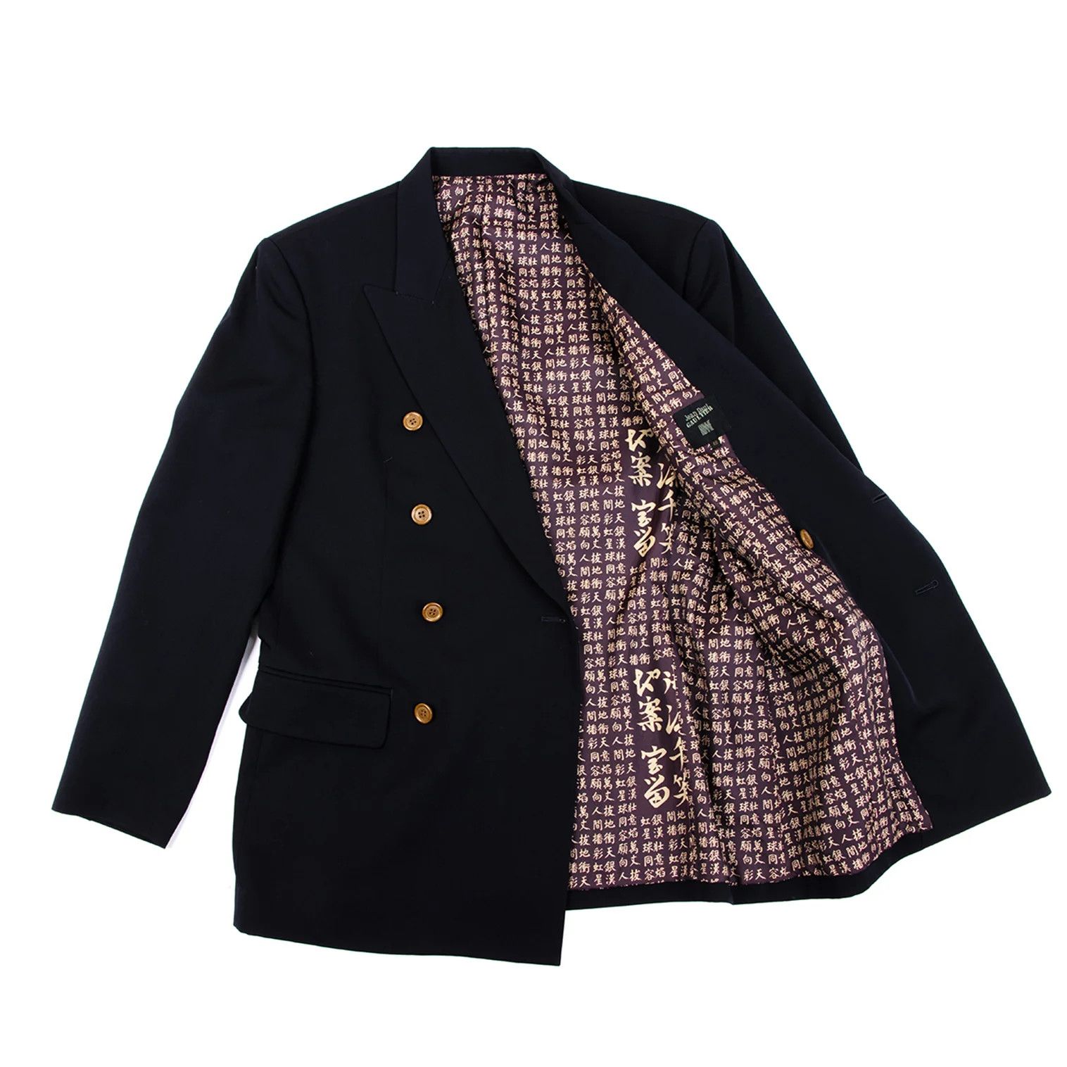 Jean Paul Gaultier Double-Breasted Jacket with Kanji Print in Navy 48 Size US M / EU 48-50 / 2 - 1 Thumbnail