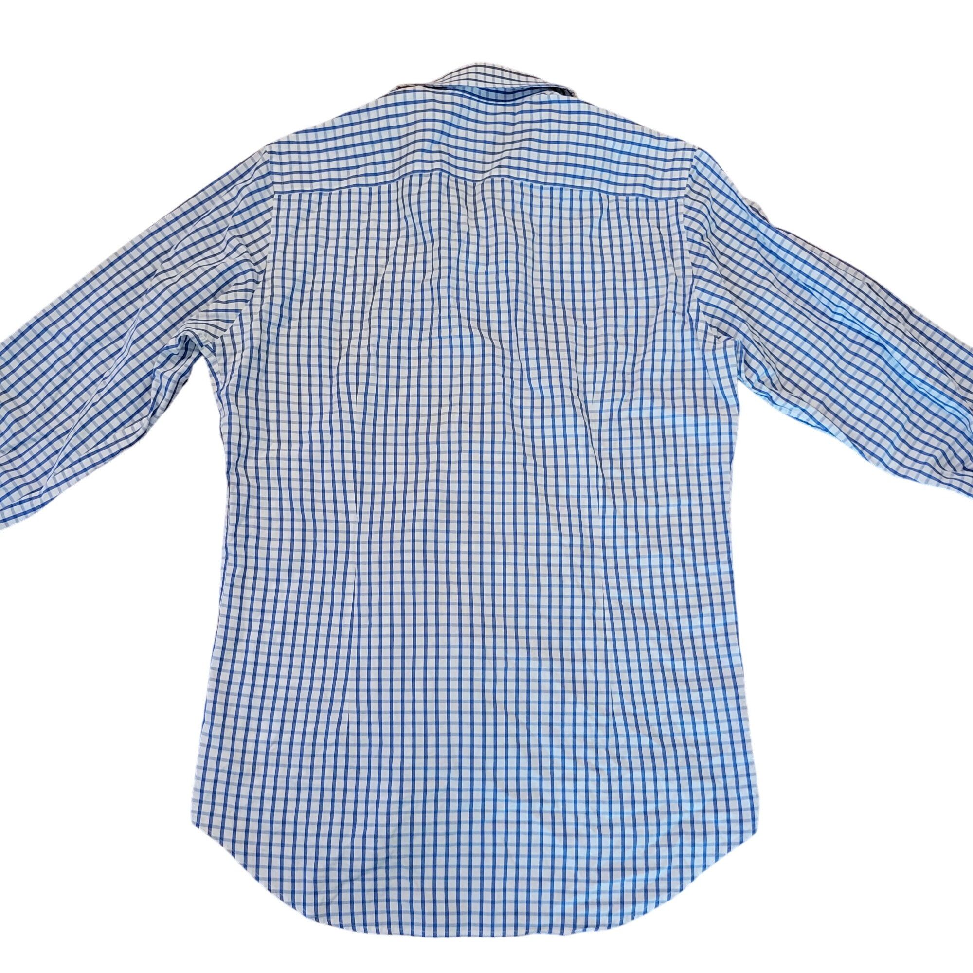 Ledbury Ledbury Blue White Check Long Sleeve Button Up Shirt 16.5/36 Size US L / EU 52-54 / 3 - 4 Thumbnail