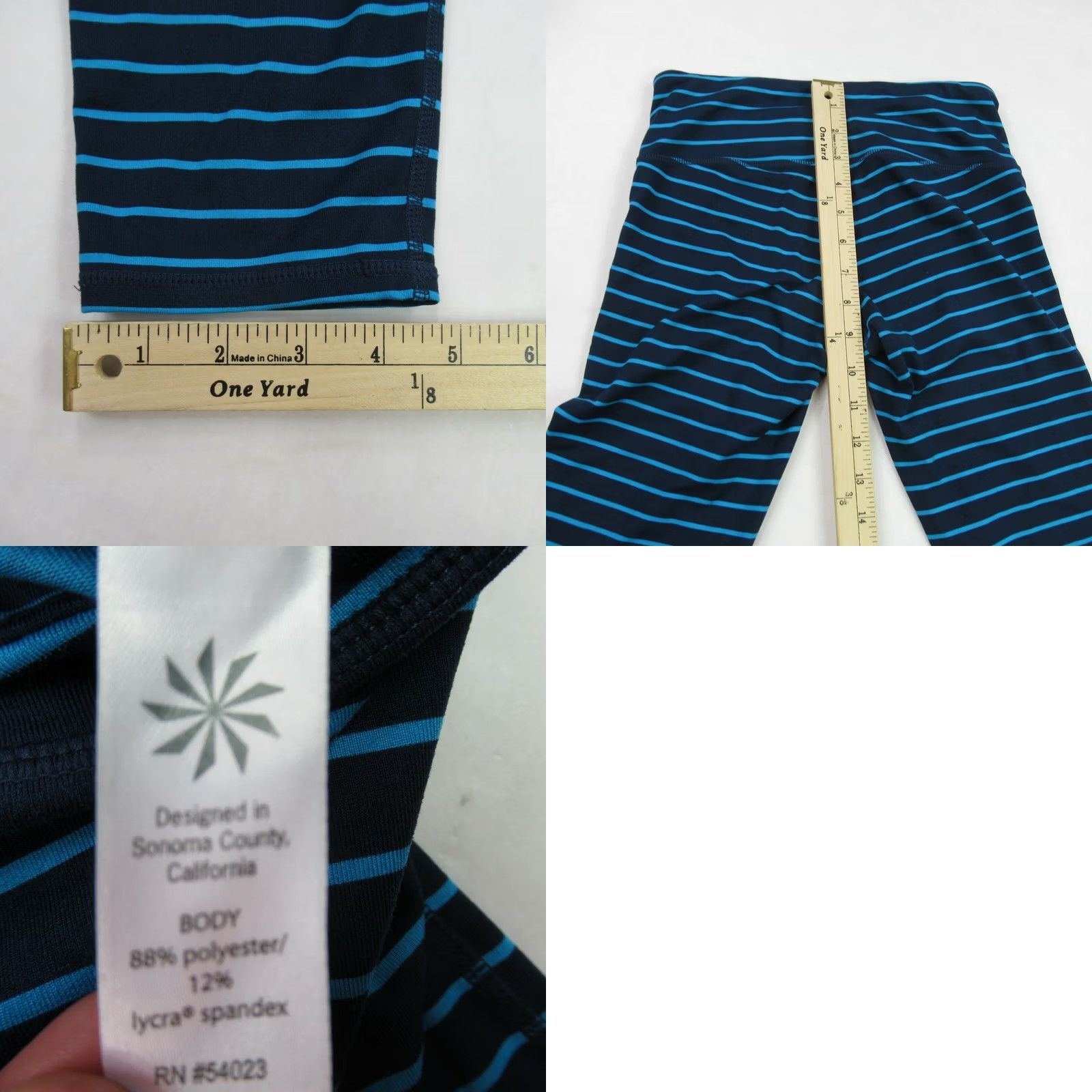 Athleta Athleta Ankle Womens XS Leggings Blue Stripes Yoga Workout Waist Inseam Size 26" / US 2 / IT 38 - 8 Thumbnail