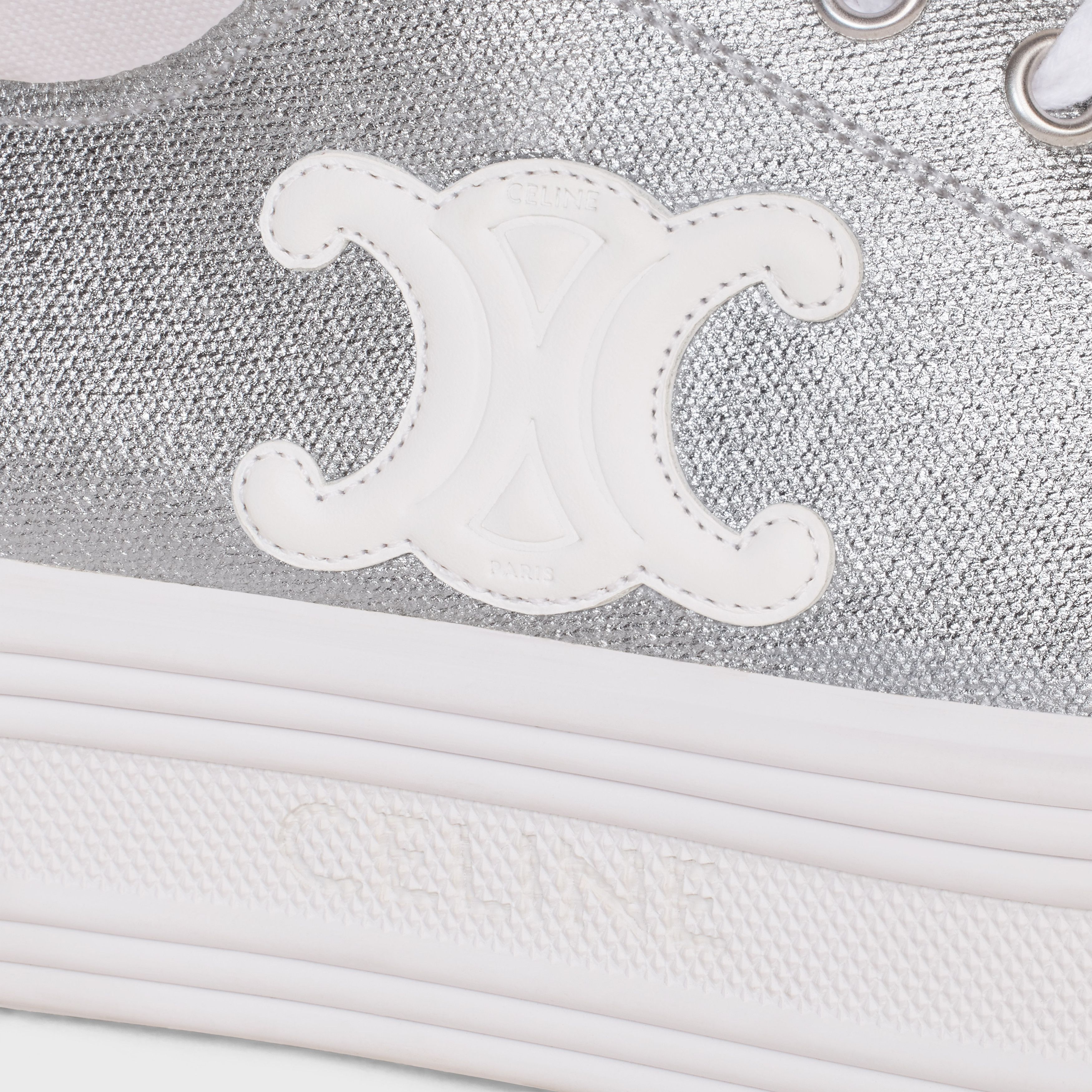 Celine o1bcso1str0924 Low Lace-up Sneaker Triomphe Patch Metallic Size US 9 / EU 42 - 5 Thumbnail