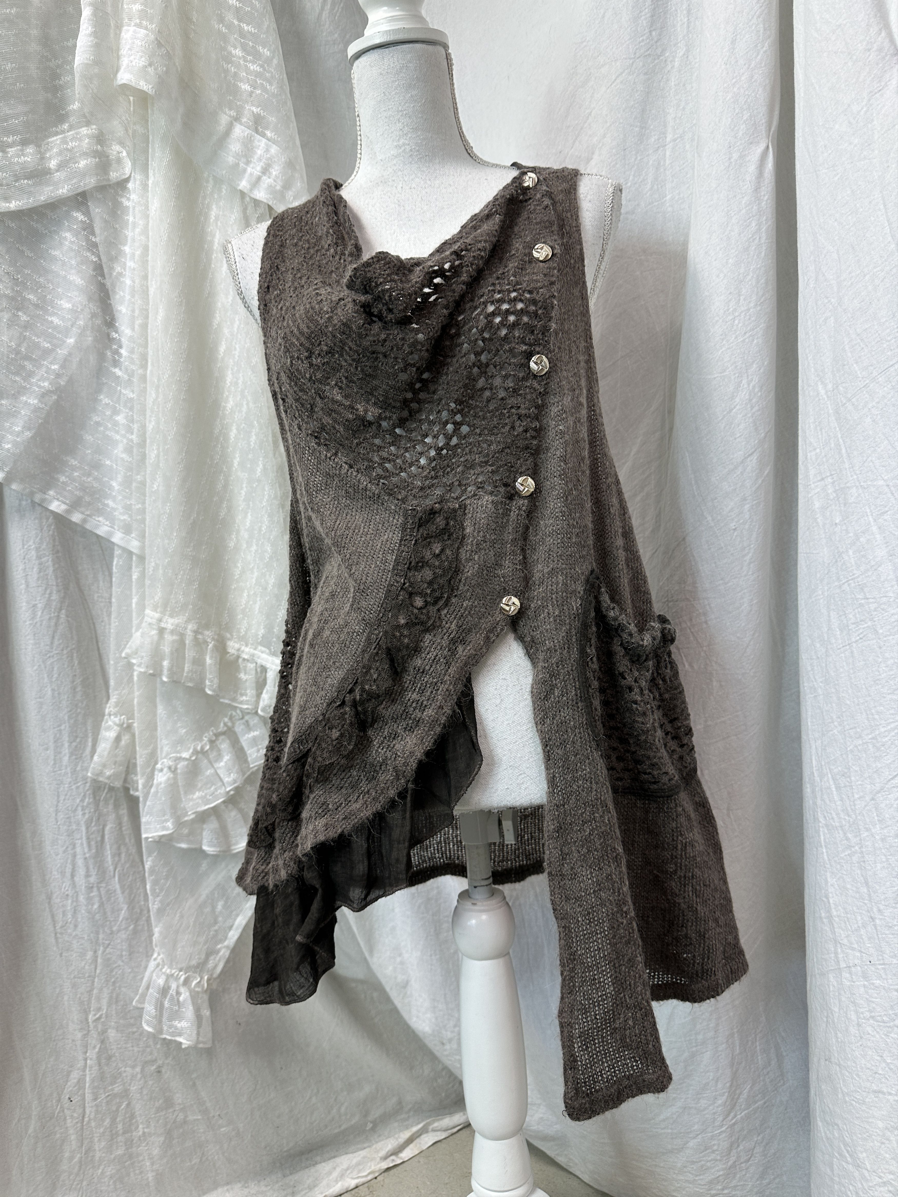 Vintage Vintage Crochet Fairy Asymmetrical Top Cardigan Y2K Size M / US 6-8 / IT 42-44 - 1 Thumbnail