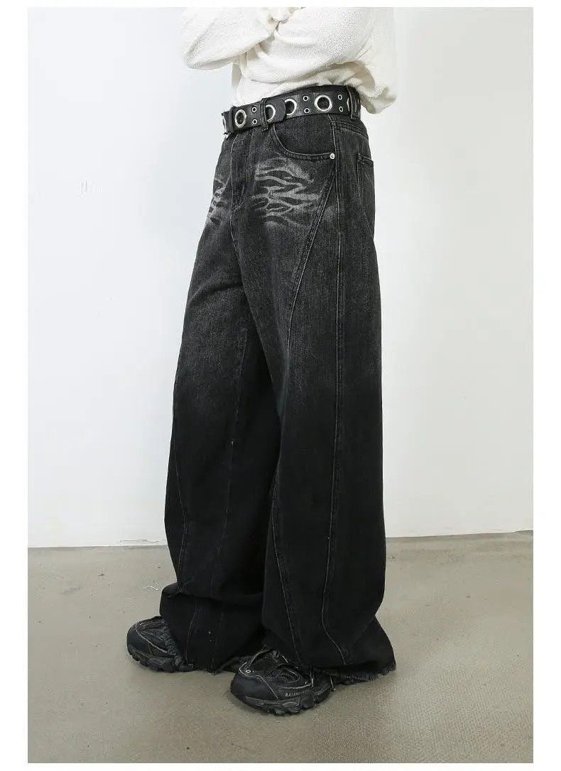 Japanese Brand × Jean × Streetwear Black Baggy Faded Denim