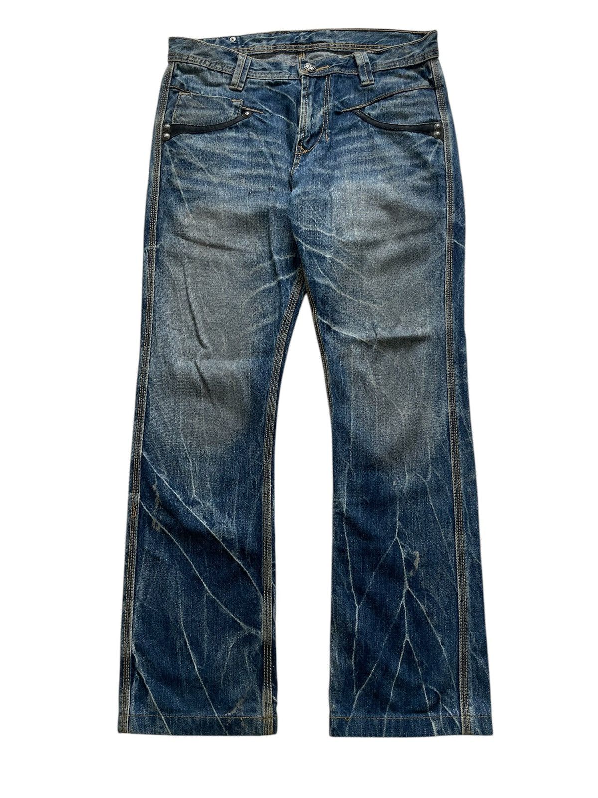 If Six Was Nine × Japanese Brand × Le Grande Bleu (L.G.B.) Rare Vintage Japanese Brand Flare Buckle Back Jeans Size US 32 / EU 48 - 1 Thumbnail