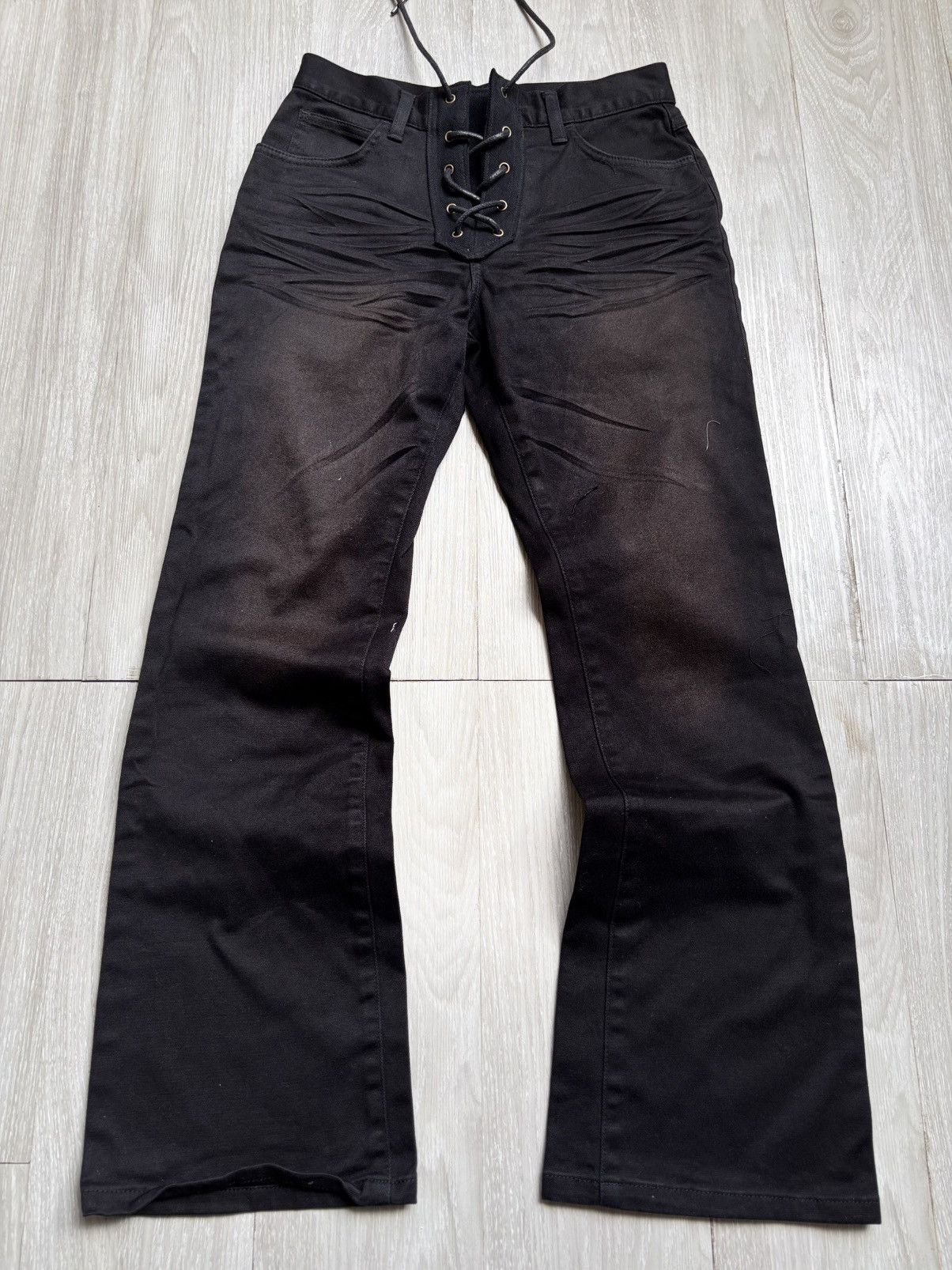 Japanese Brand Wrangler lace up flare jeans Size US 27 - 1 Thumbnail
