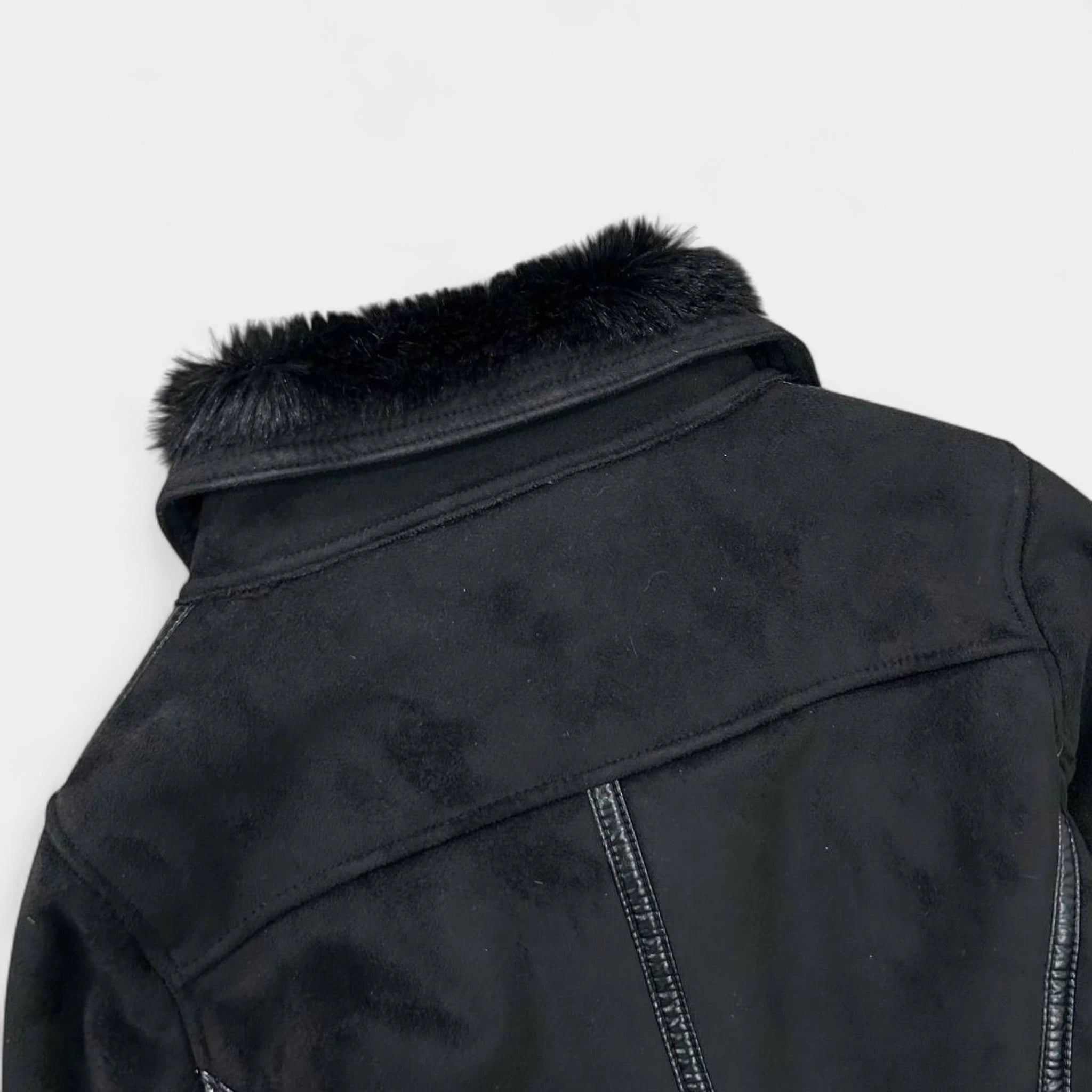 Armani Armani Jeans 2000's Black Faux Suede & Faux Fur Moto Jacket Size US S / EU 44-46 / 1 - 7 Thumbnail