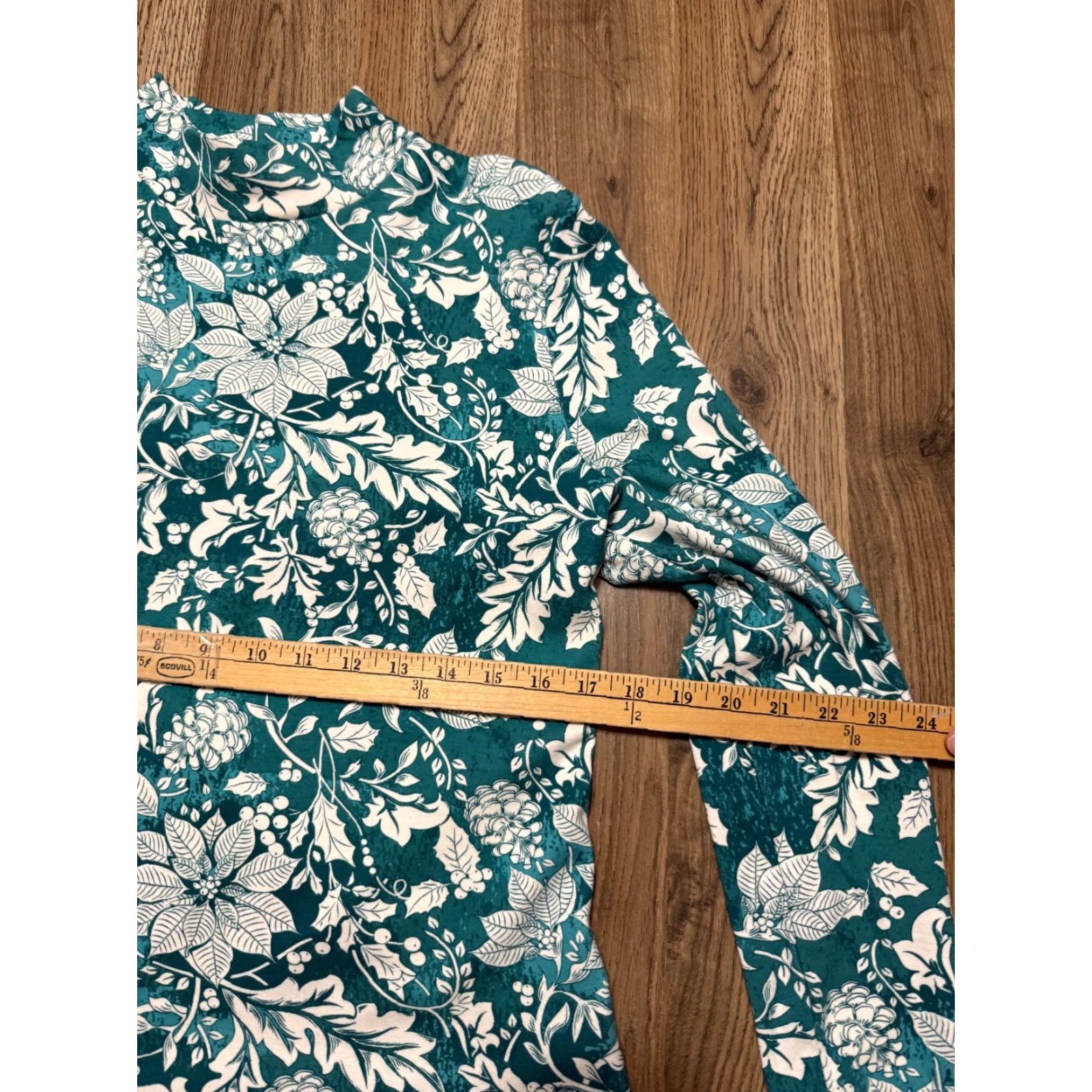 Vintage Appleseed's Shirt Women's Size Small Green Floral Long Sleeve Turtleneck Shirt Size S / US 4 / IT 40 - 6 Thumbnail