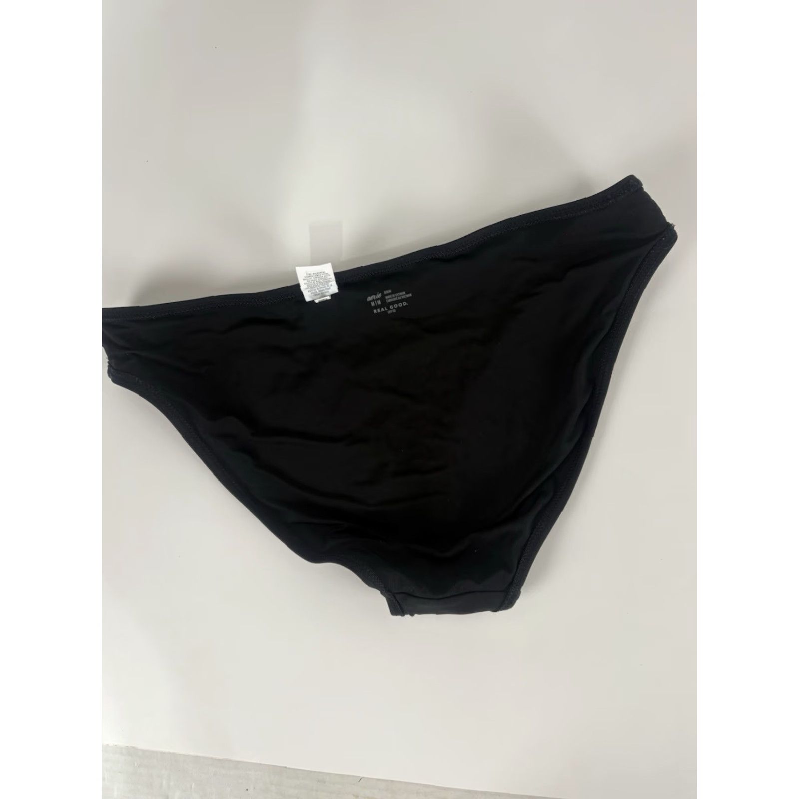 Vintage Aerie Bikini Bottoms Womens M Black UPF 50 Solid Hand Wash Only Lightweight Lined Stretch Logo Classic Beach Hipster Size 32" / US 10 / IT 46 - 4 Thumbnail