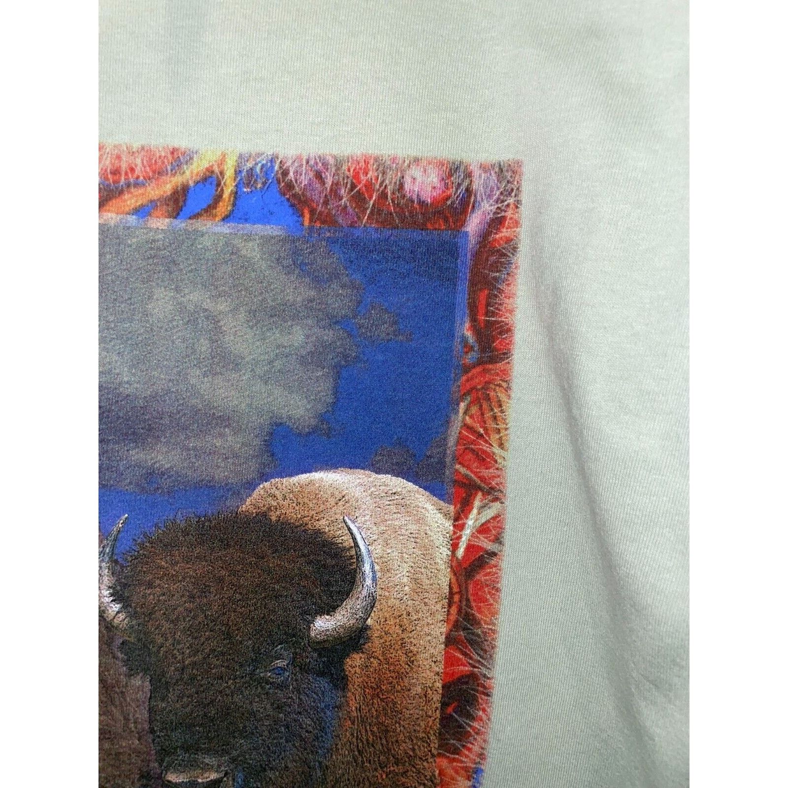 Gildan Vintage Sitting Bull Shirt Native American Bison Green Tee M Size US M / EU 48-50 / 2 - 7 Thumbnail
