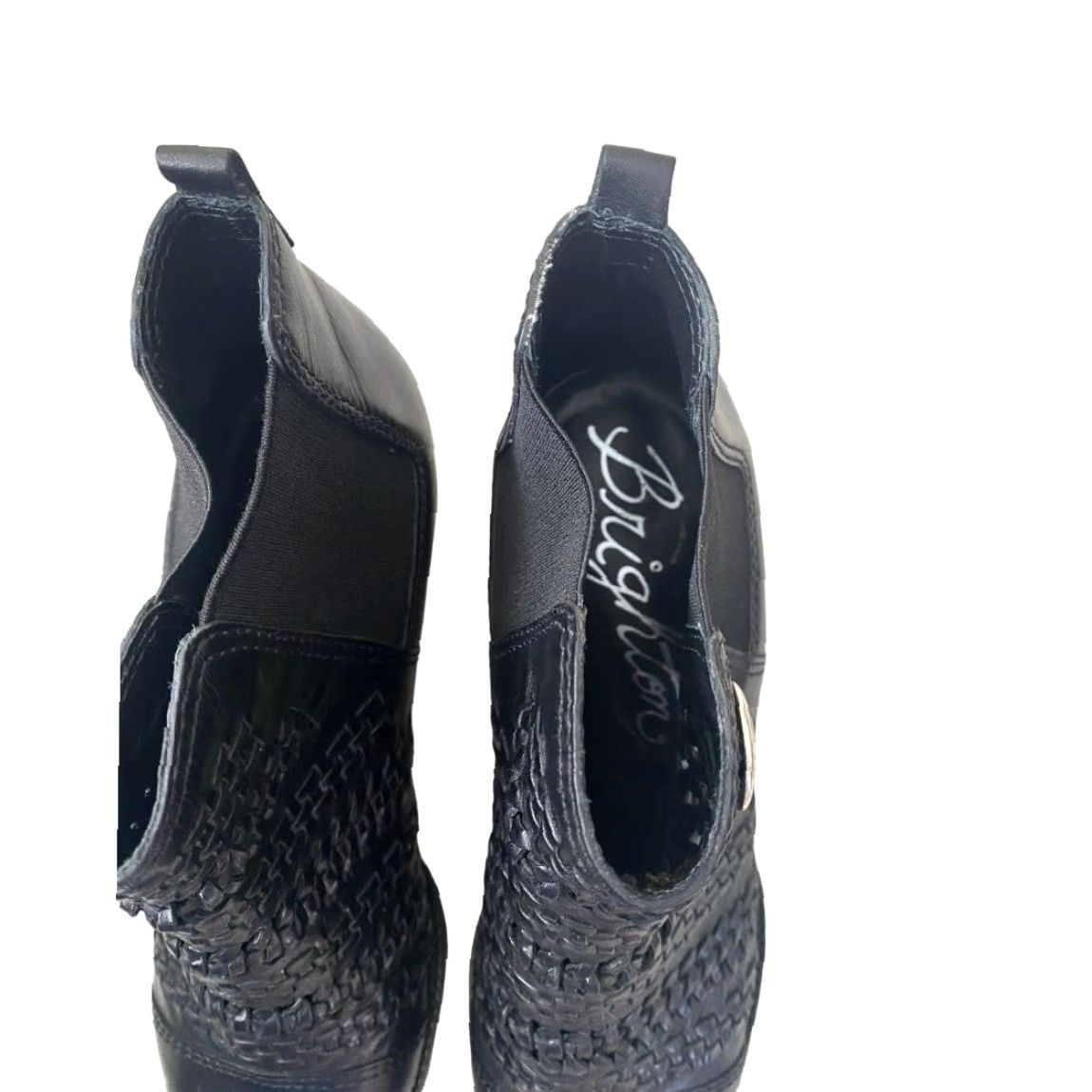 Brighton Brighton Galore Boots Women Bootie Black Woven Leather Button Breathable Block Heel 7.5 Vintage No Size US 8 / IT 38 - 6 Thumbnail