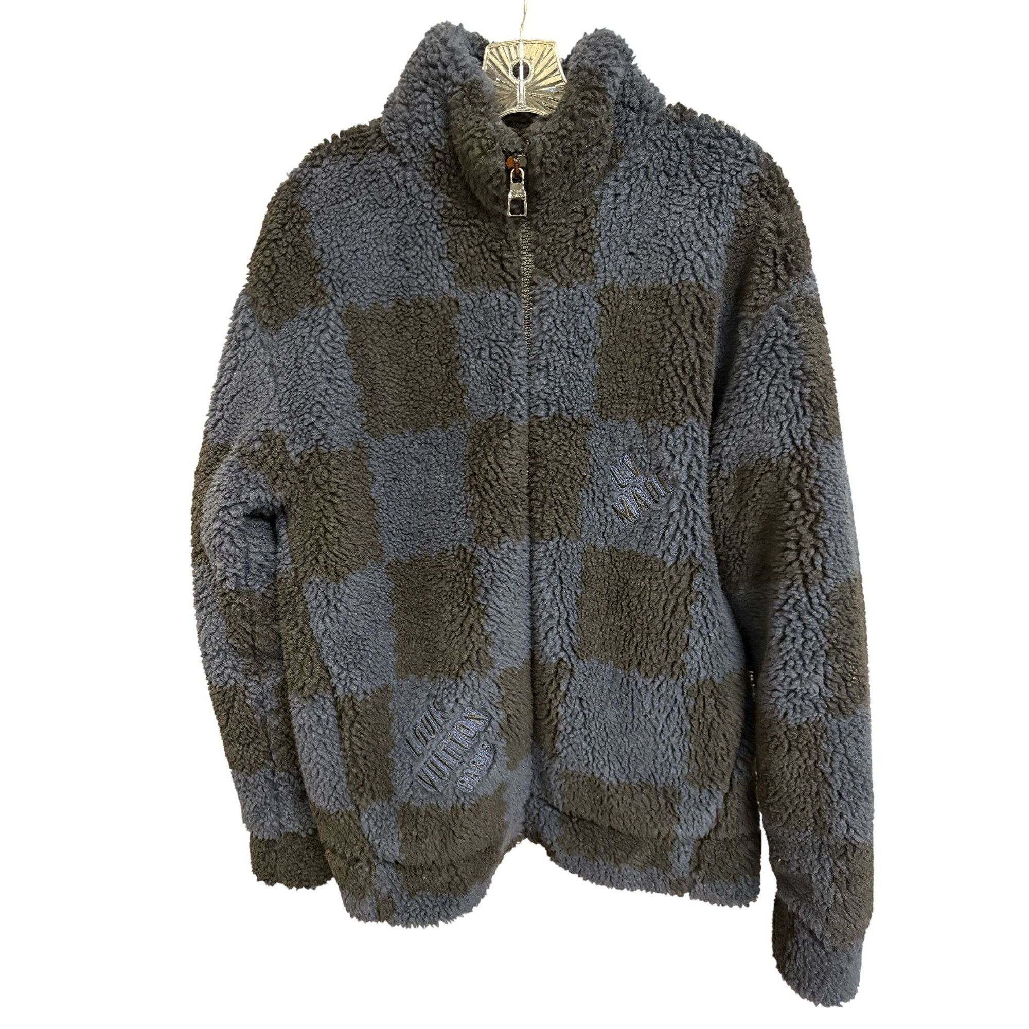 Louis Vuitton Louis Vuitton Mens Checkered Sherpa Fleece Jacket L Gray & B Size US L / EU 52-54 / 3 - 8 Thumbnail