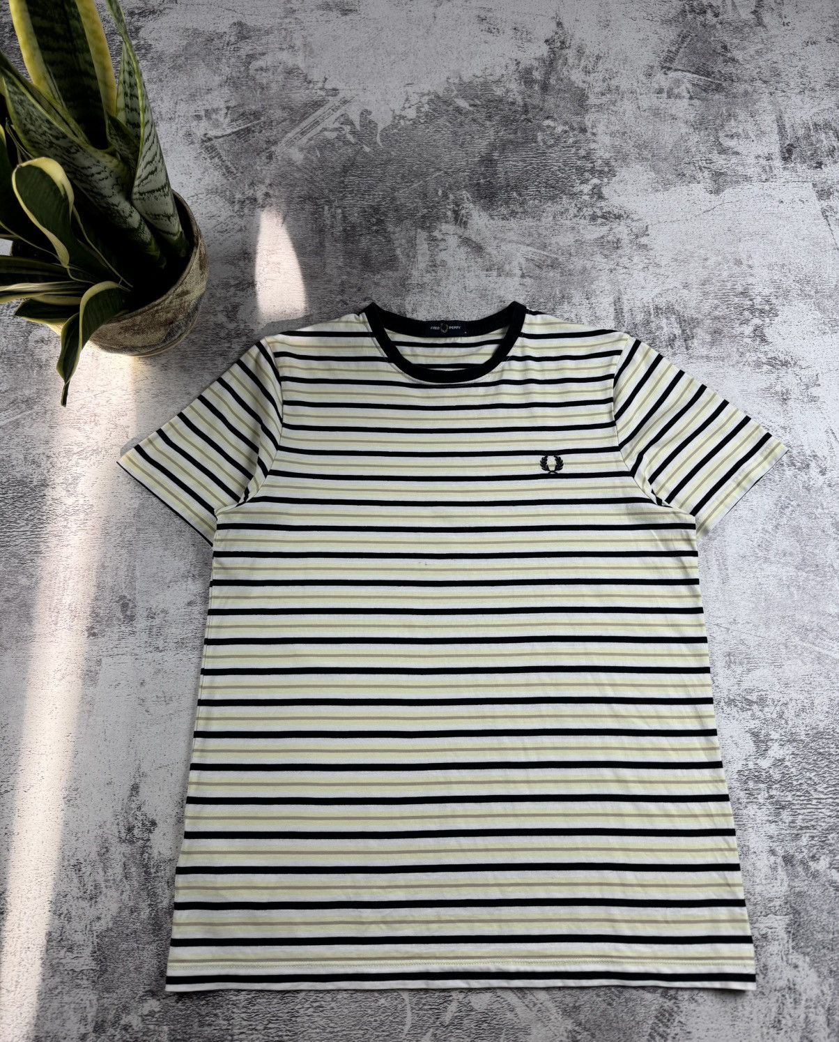 Fred Perry Fred Perry Men’s M Striped Yellow Blue Cotton Basic Jersey T Shirt Tee Shirt Size US M / EU 48-50 / 2 - 4 Thumbnail