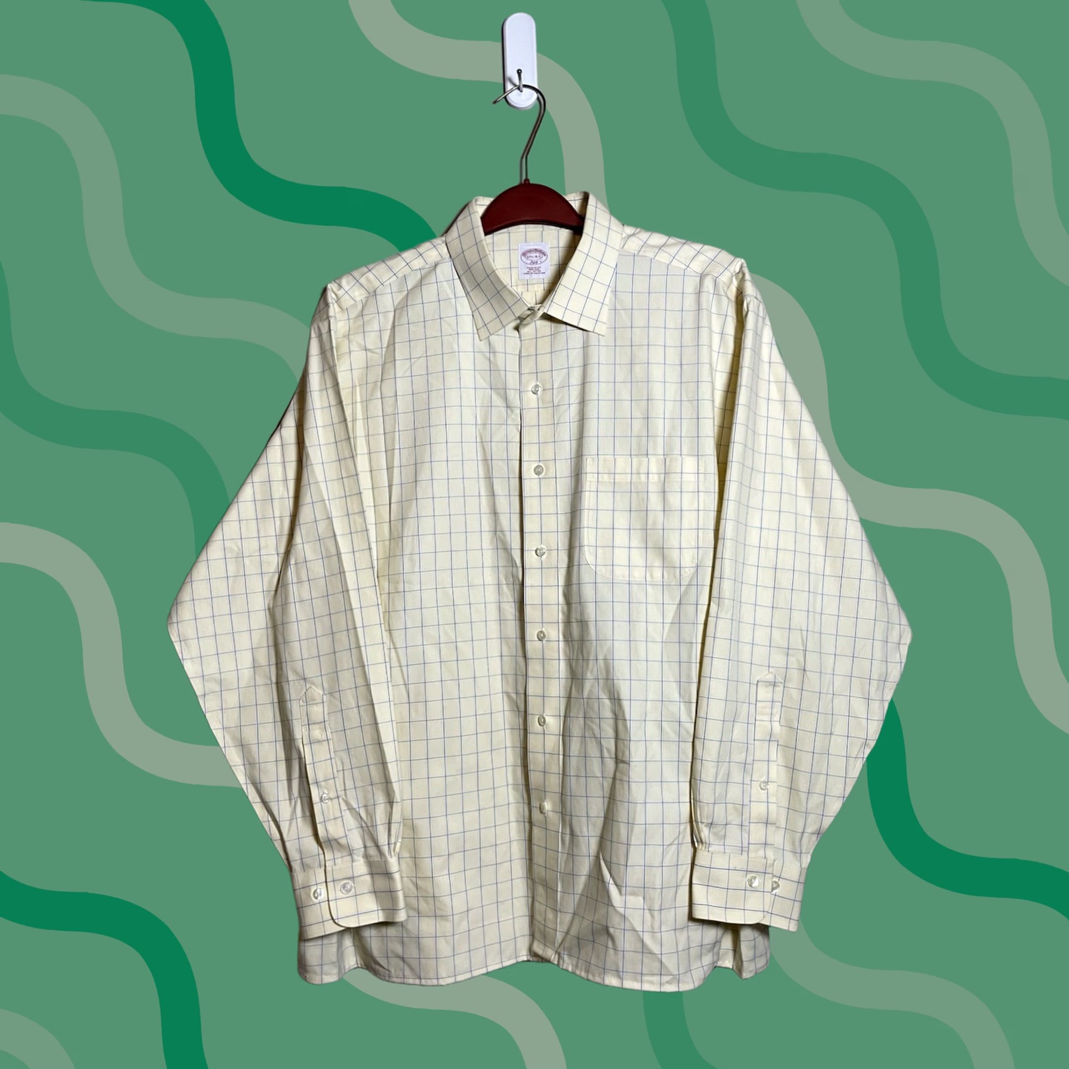 Brooks Brothers VINTAGE Brooks Brothers Yellow Plaid Long Sleeve Button Down Shirt Sz 17.5-4/5 Mens Size US XXL / EU 58 / 5 - 1 Thumbnail