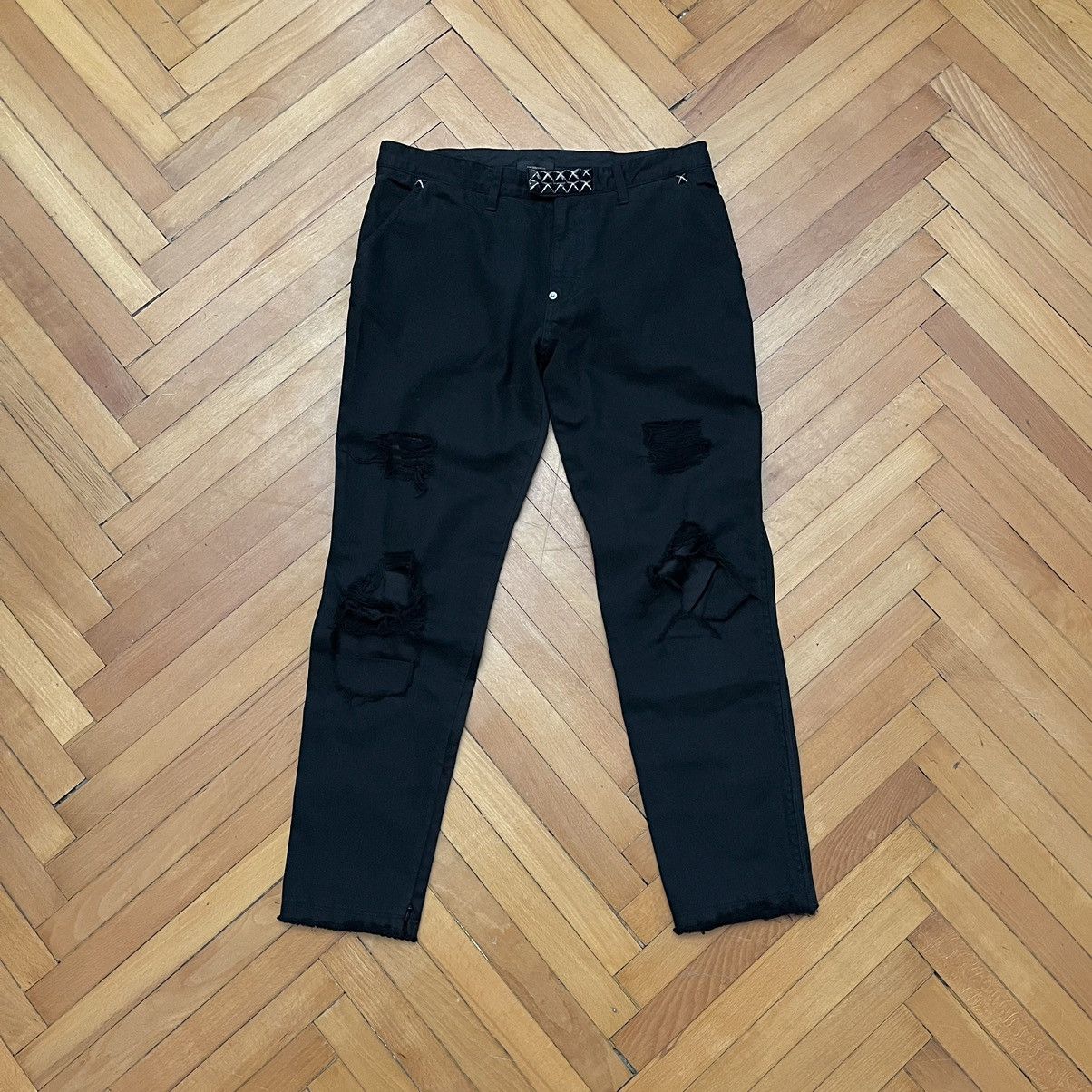 image of Undercover Fw15 Hybrid Frayed Chino Pants in Black, Men's (Size 30)