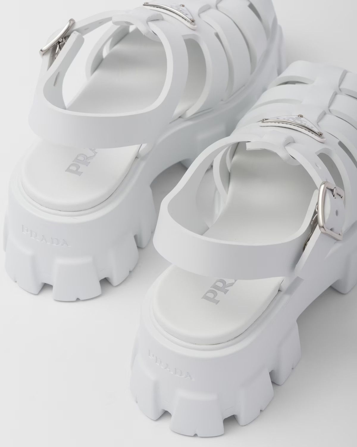 Prada o1tko11025 Soft Cage Blanco Sandals in White Size US 7 / EU 40 - 5 Thumbnail