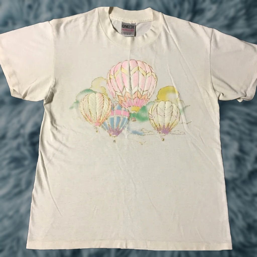Vintage Vtg 80s Hot Air Balloon Shirt S White USA Nature Grunge 90s Cute Graphic Tee? Size US S / EU 44-46 / 1 - 1 Thumbnail