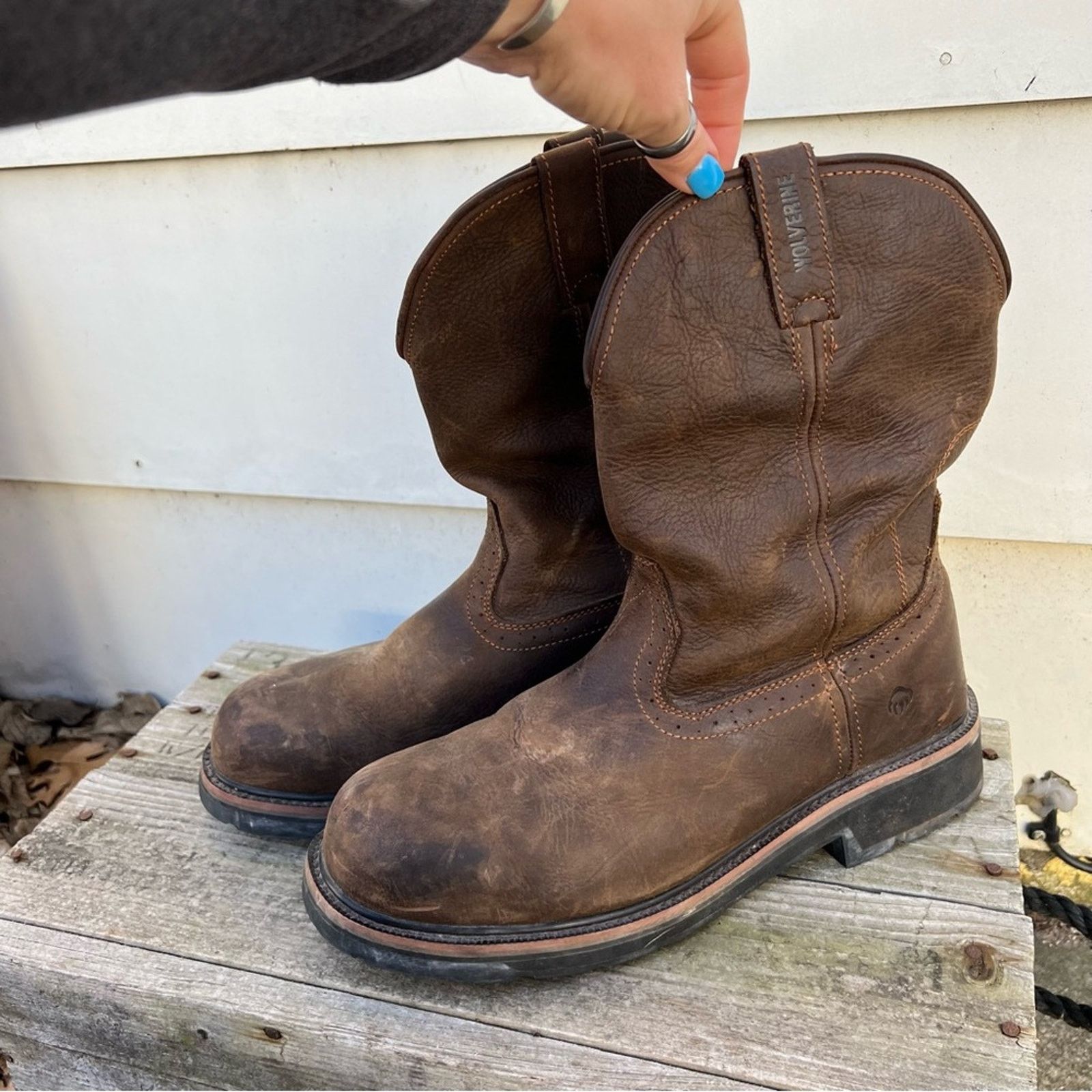 Wolverine Wolverine Rancho Wellington Leather Steel Toe Work Boots 12M Size US 12 / EU 45 - 3 Thumbnail
