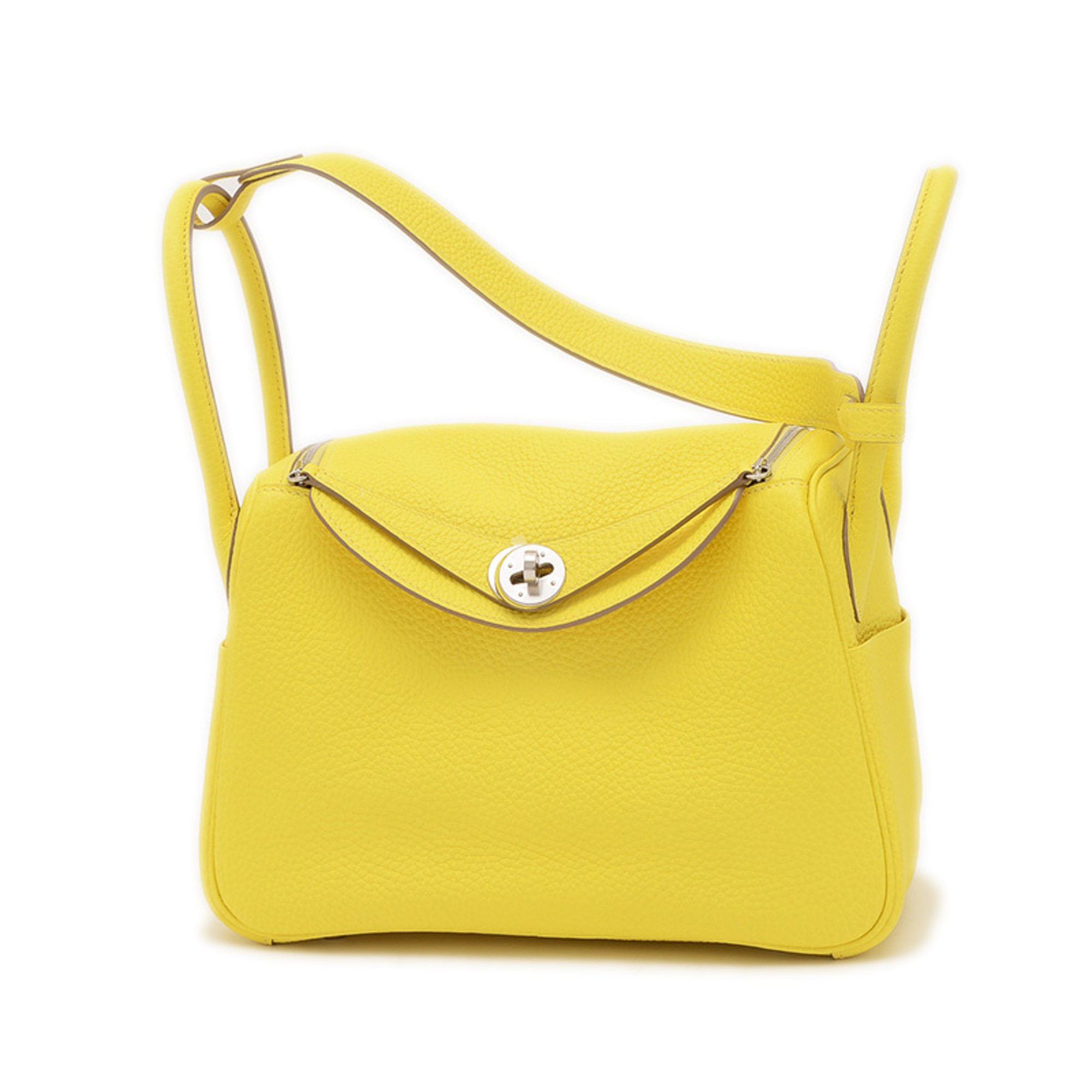 Hermes Lindy 26 Shoulder Bag, Taurillon, Lime, Silver Hardware, Z Stamp in Green, Women's