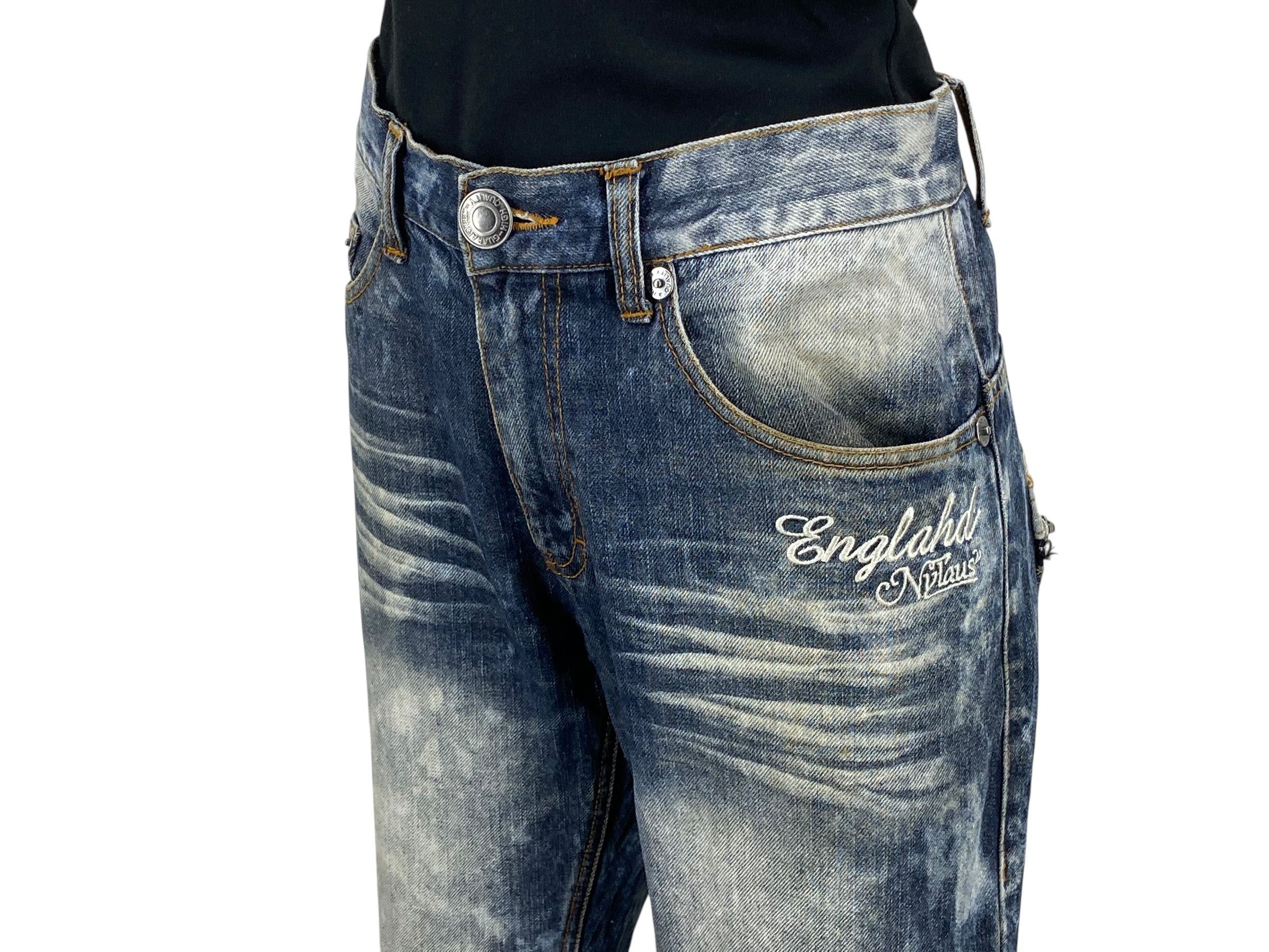 Japanese Brand Nylaus Distressed Denim Goth Punk Jeans Size US 31 - 8 Thumbnail