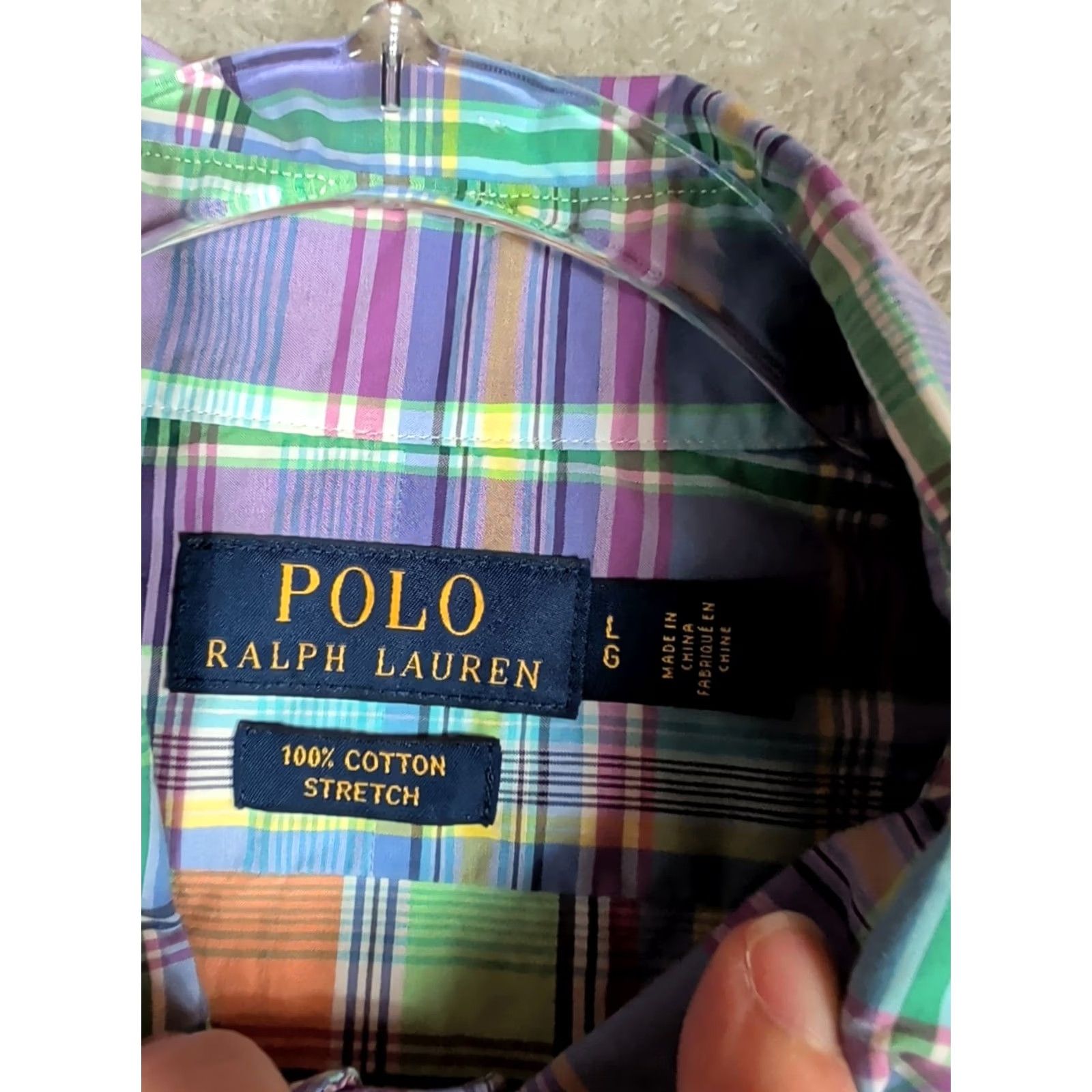 Polo Ralph Lauren Polo Ralph Lauren Pastel Plaid Shirt Mens L Long Sleeve Stretch Cotton Preppy Shirt Size US L / EU 52-54 / 3 - 4 Thumbnail