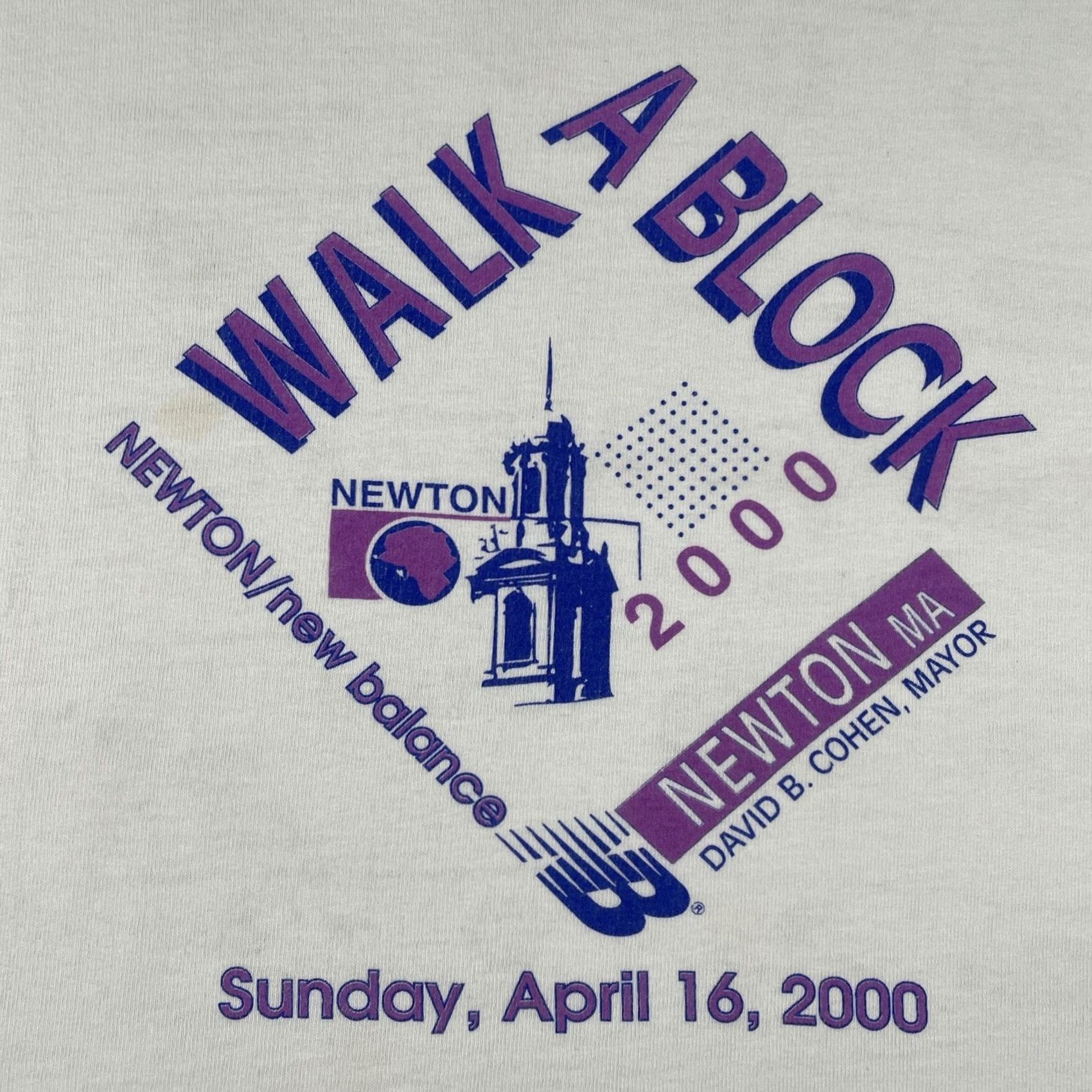 Fruit Of The Loom VINTAGE FOTL Shirt XL White 90s USA Travel Runner Cotton Men New Balance Massachusetts April 16 2000 Size US XL / EU 56 / 4 - 3 Thumbnail