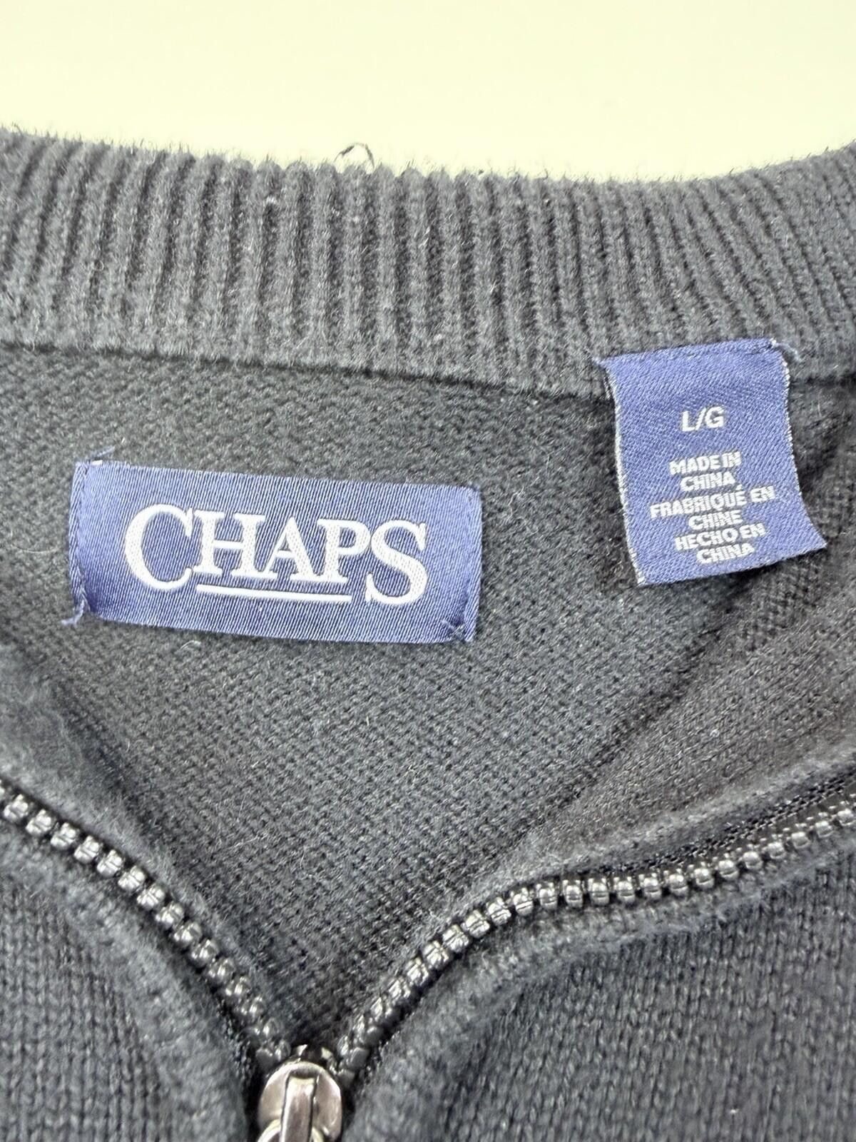 Chaps Chaps black cotton-blend quarter-zip pullover sweater Size L Size US L / EU 52-54 / 3 - 4 Thumbnail