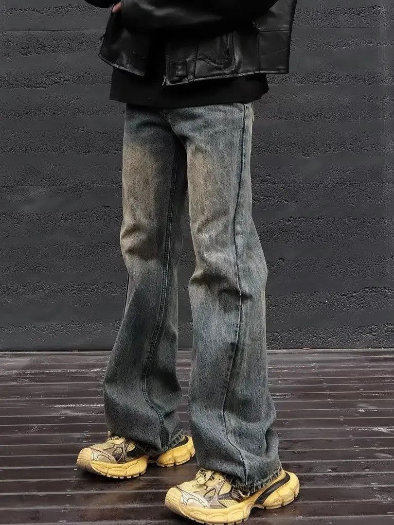 Japanese Brand Retro mud dyed micro flared jeans Size US 32 / EU 48 - 2 Thumbnail