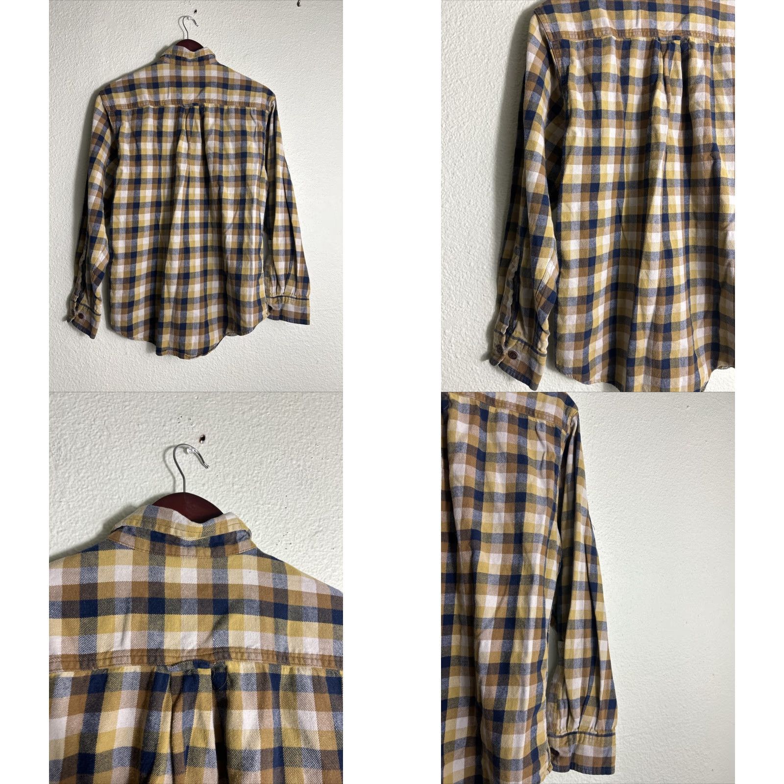 Vintage Wolverine Shirt Plaid Button-Up Long Sleeve Brown Beige M Mens Button-Down Collar 21” Chest 30” Length Flaw Button Broken Half Size US M / EU 48-50 / 2 - 9 Thumbnail