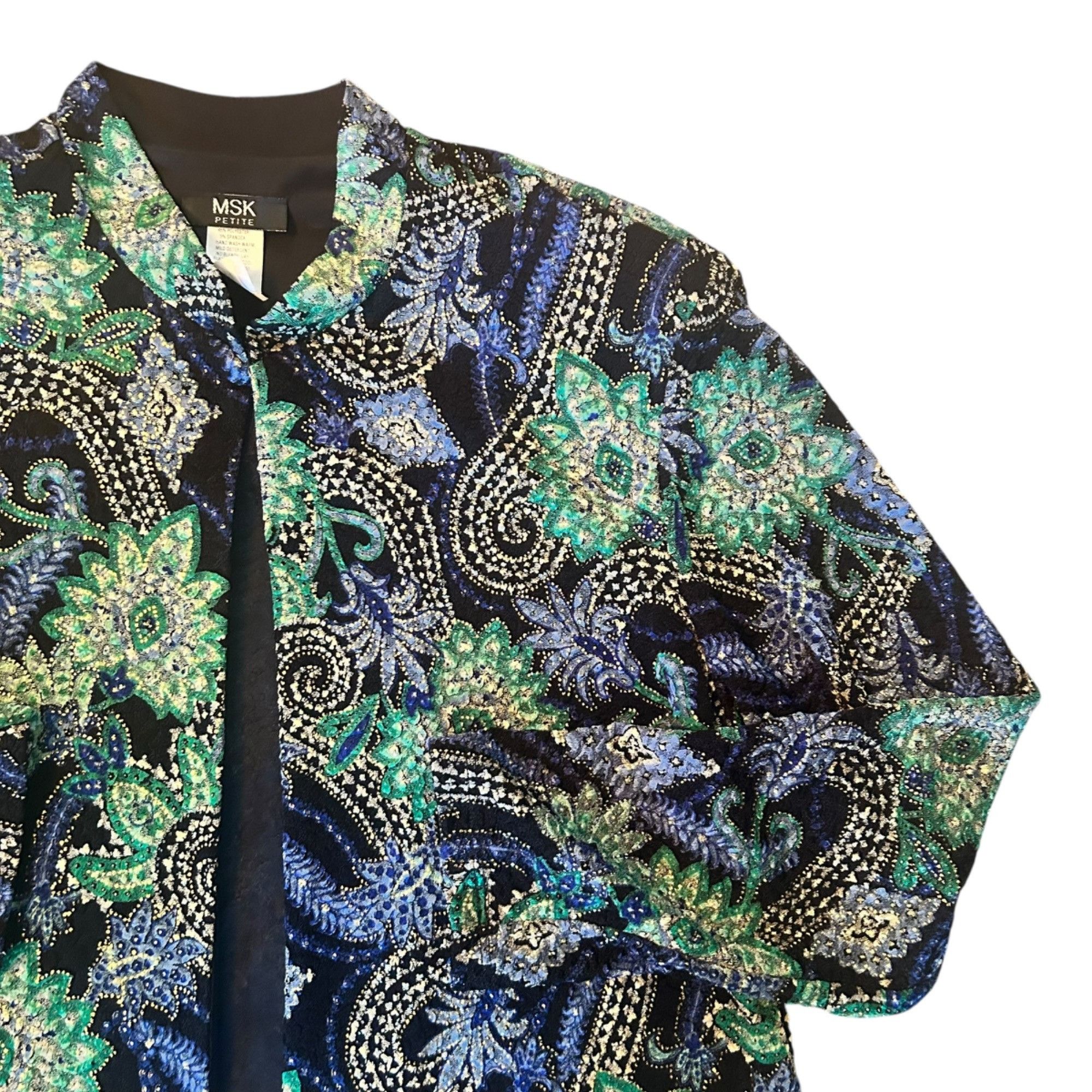 Vintage Vintage MSK Petite Open Front Jewel Toned Cardigan PXL Size XL / US 12-14 / IT 48-50 - 2 Thumbnail