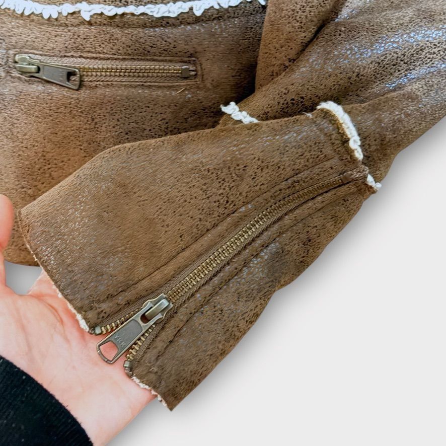 Prana PrAna Esme Faux Leather Sherpa Lined Jacket S Brown Beige Sh Size S / US 4 / IT 40 - 5 Thumbnail