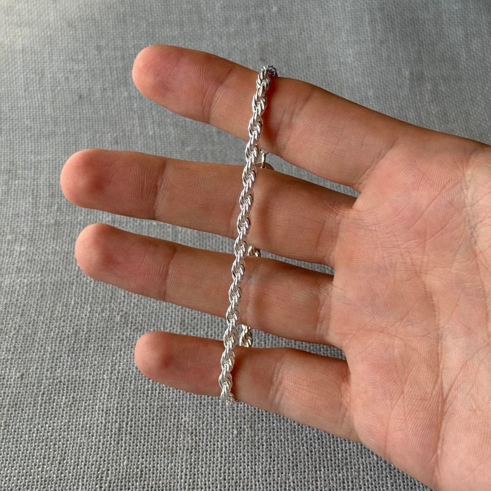 Other Silver twisted rope chain bracelet MENS2 Size ONE SIZE - 3 Thumbnail