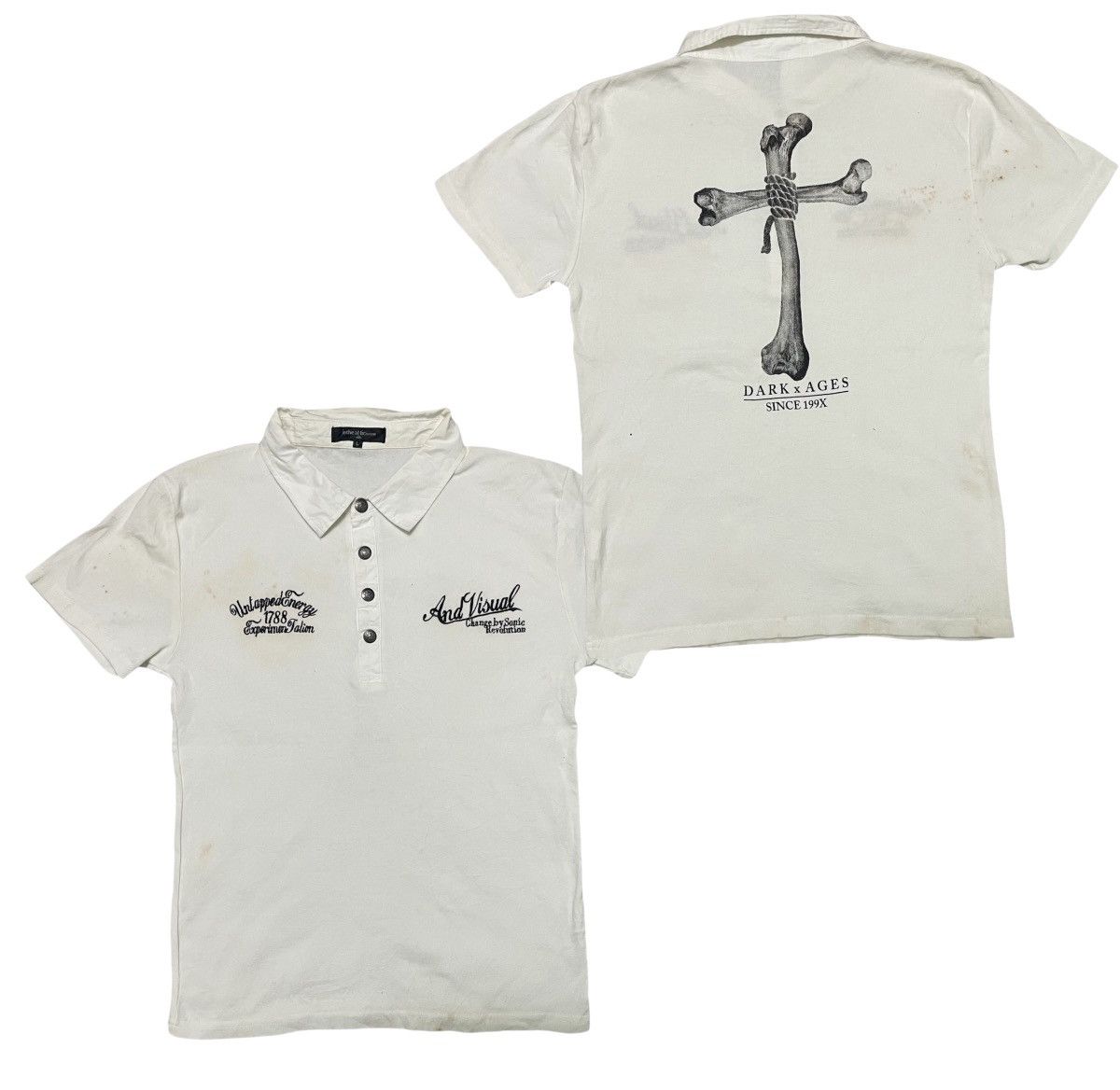 In The Attic 2000s IN THE ATTIC HOMME HALF BUTTON BONES TEES Size US S / EU 44-46 / 1 - 1 Thumbnail