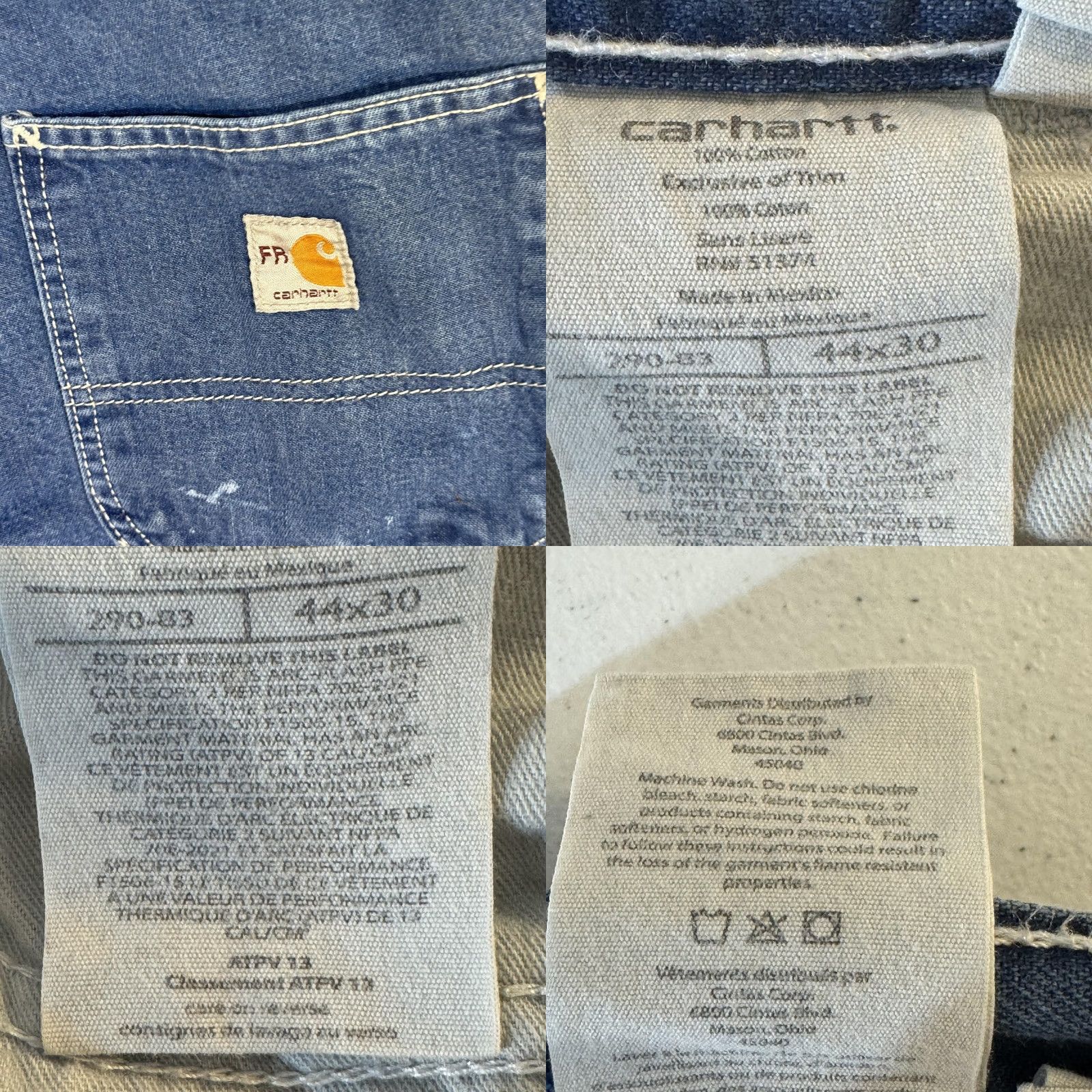 Carhartt VINTAGE Carhartt FR Work Jeans Mens 44x30 CAT2 Arc Flash Denim Workwear (44x30) Size US 44 / EU 60 - 8 Thumbnail