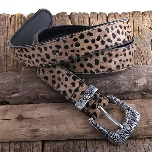 Leather Mizuhara x Maki Leopard Spotted Split Leather Belt Size ONE SIZE - 3 Thumbnail