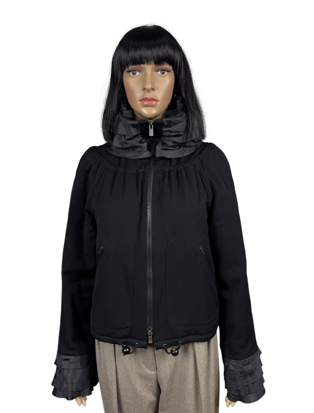 Armani Collezioni Armani Collezioni Wool Zip Jacket Ruffle Trim size IT42 Size M / US 6-8 / IT 42-44 - 1 Thumbnail