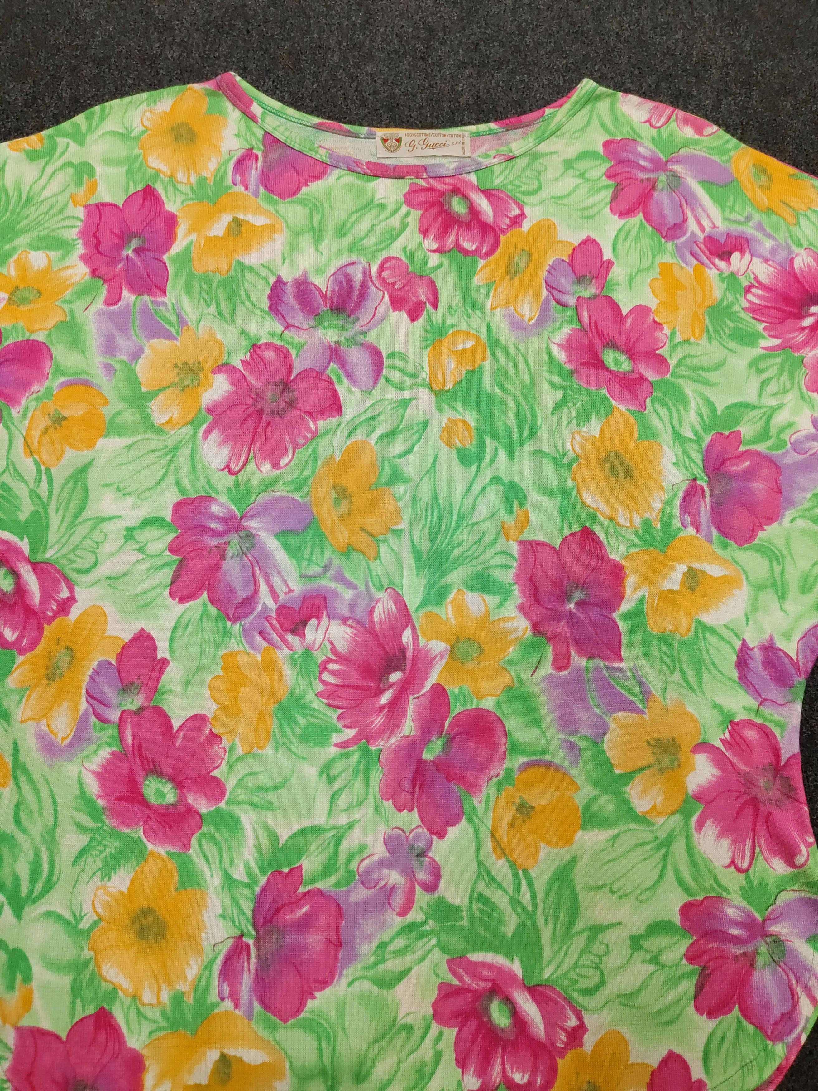 Gucci 80s Gucci- Archive Flowers Art Graphic Blouses Size L / US 10 / IT 46 - 4 Thumbnail